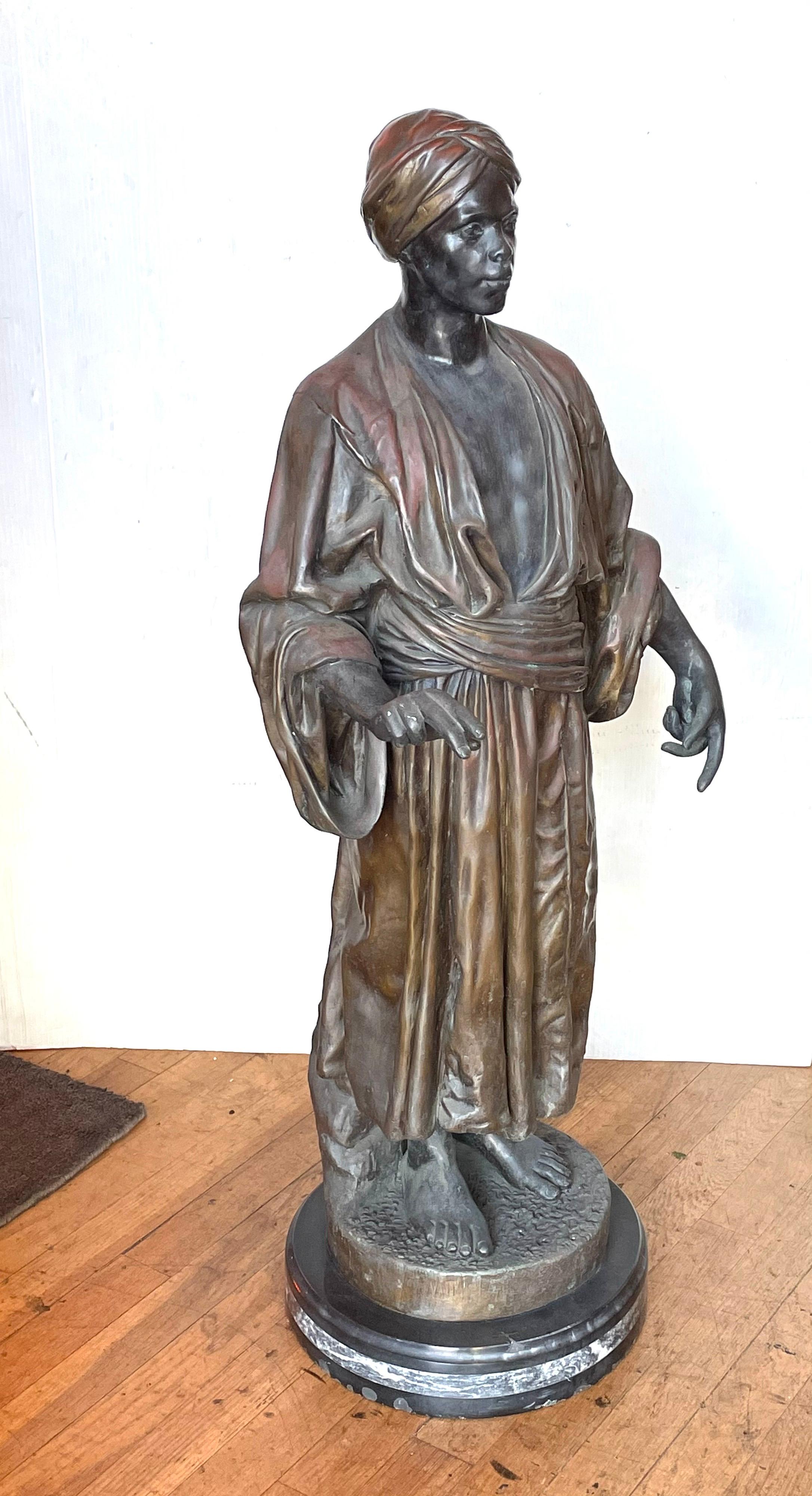 Beautiful tall bronze & marble base by listed artist Charles Renee Masse, signed title Jeune Arabe, this piece its part of a series that have many auction results. Signed dated 