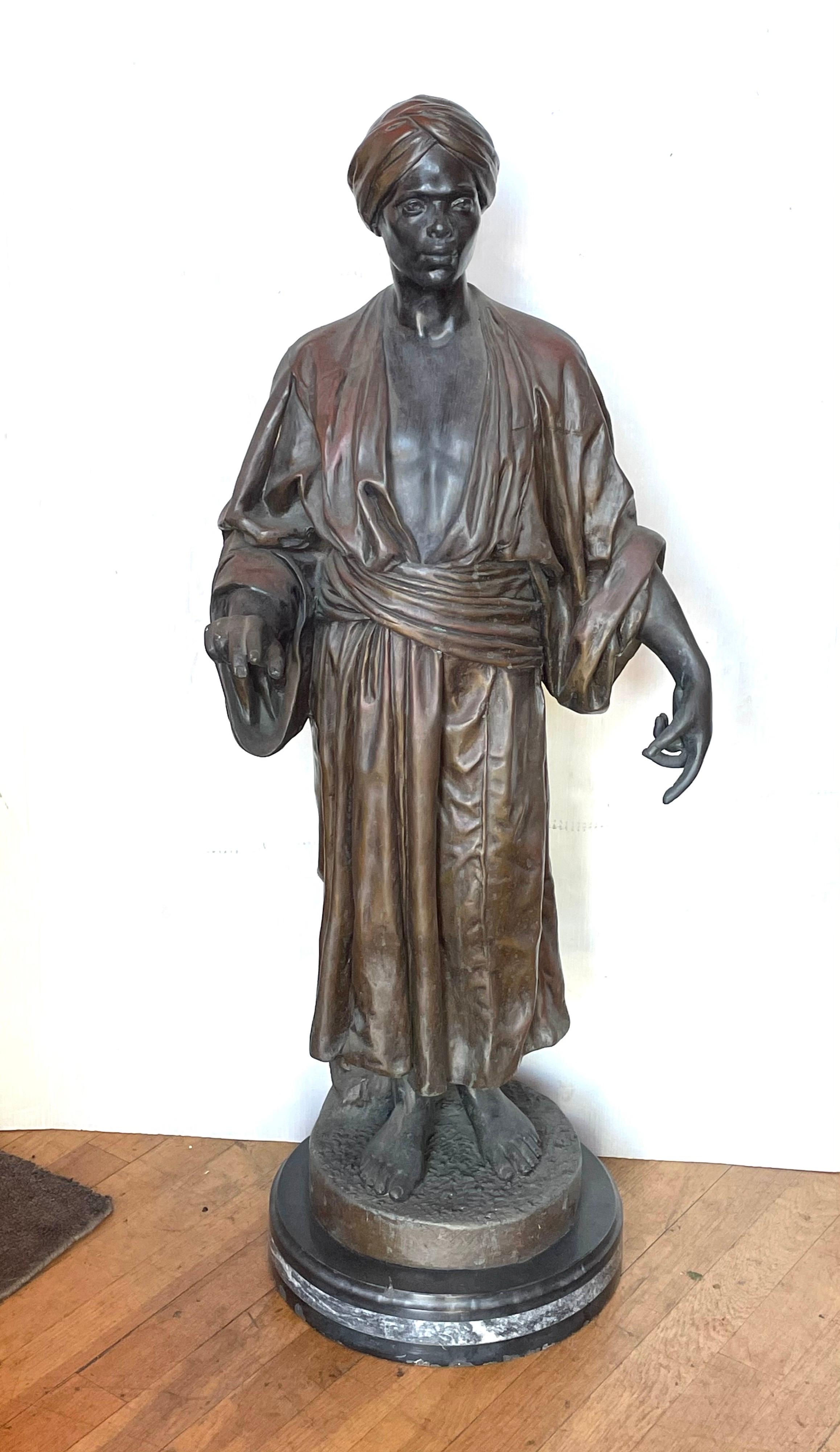 Bronze & Marble Sculpture by Listed Artist Charles Renee Masse Jeune Arabe In Good Condition For Sale In San Diego, CA