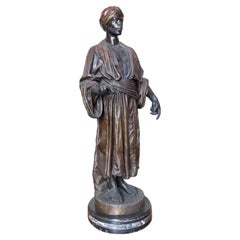 Bronze & Marble Sculpture by Listed Artist Charles Renee Masse Jeune Arabe