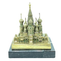 Bronze Marble St. Basil's Cathedral Souvenir Building, Russia 1970s