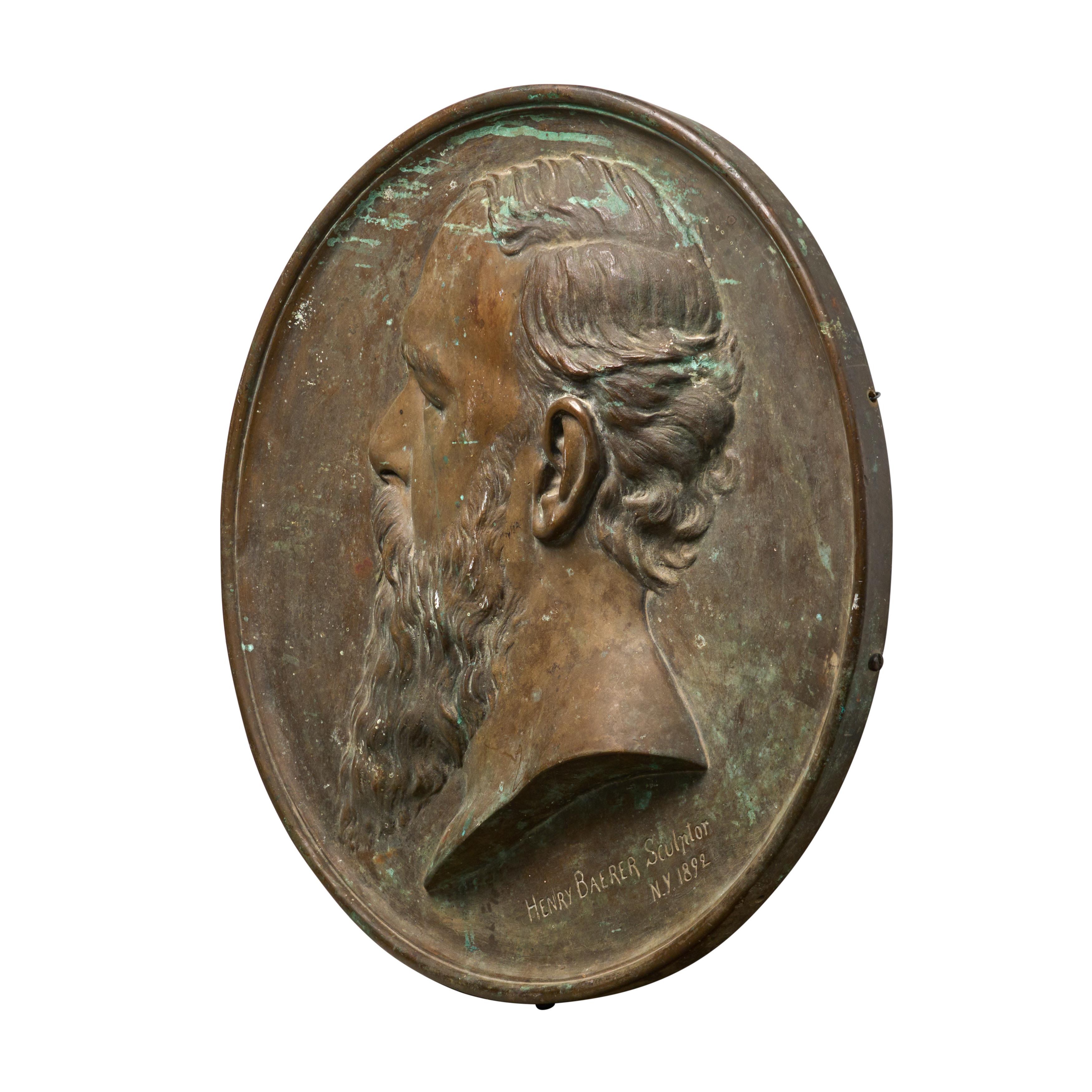 Bronzemedaillon zum Gedenken an Henry Baerer, Bildhauer, aus Bronze (amerikanisch) im Angebot