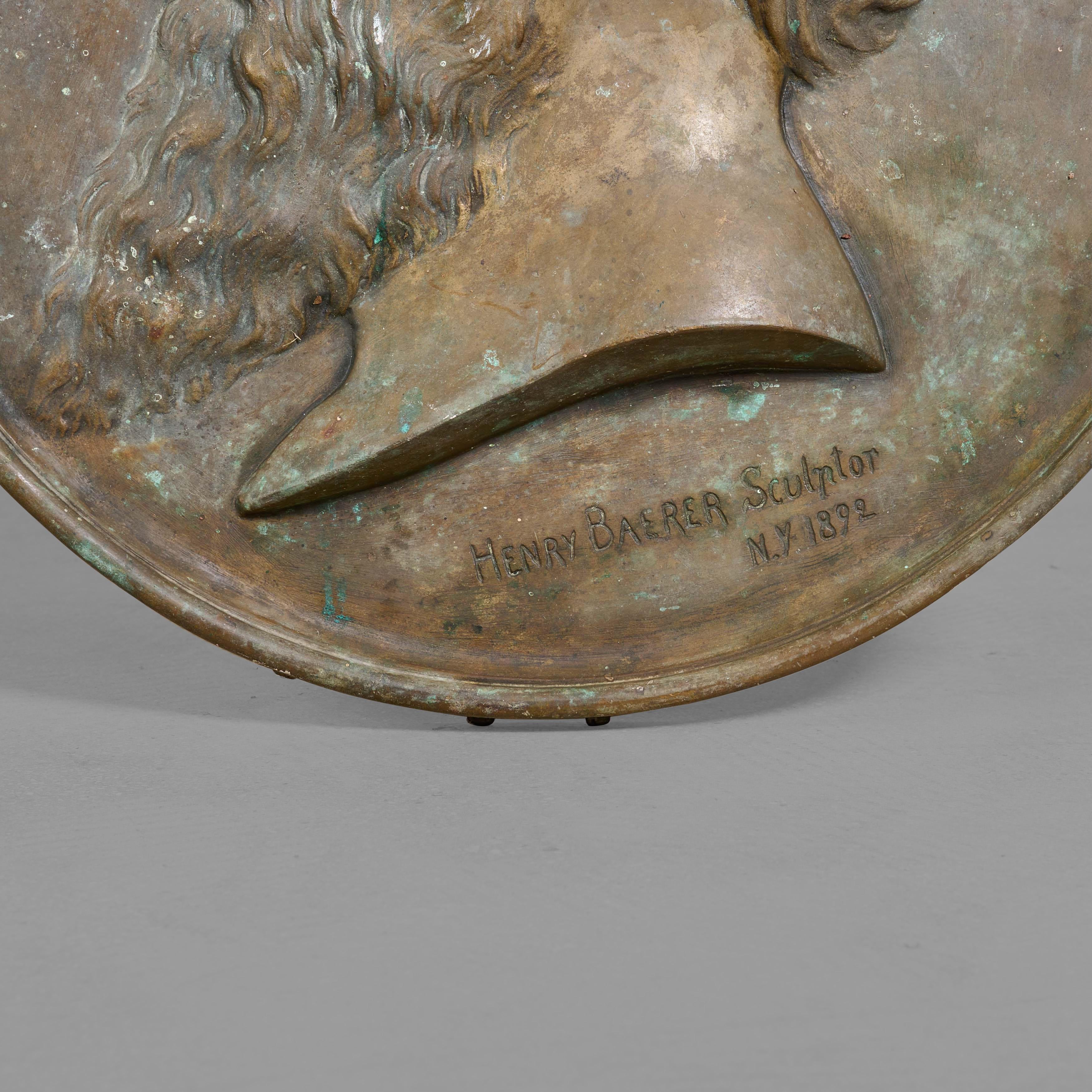 American Bronze Medallion of Henry Baer For Sale