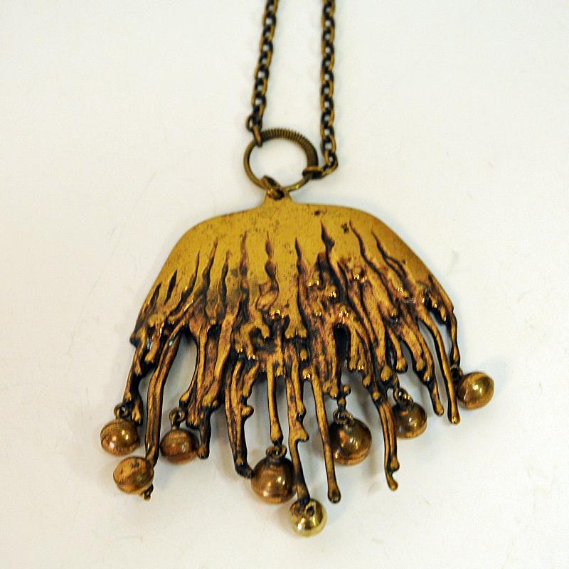Bronze Melted-Look Pendant Necklace by Pentti Sarpaneva, Finland, 1970s In Good Condition In Stockholm, SE