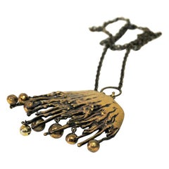 Bronze Melted-Look Pendant Necklace by Pentti Sarpaneva, Finland, 1970s