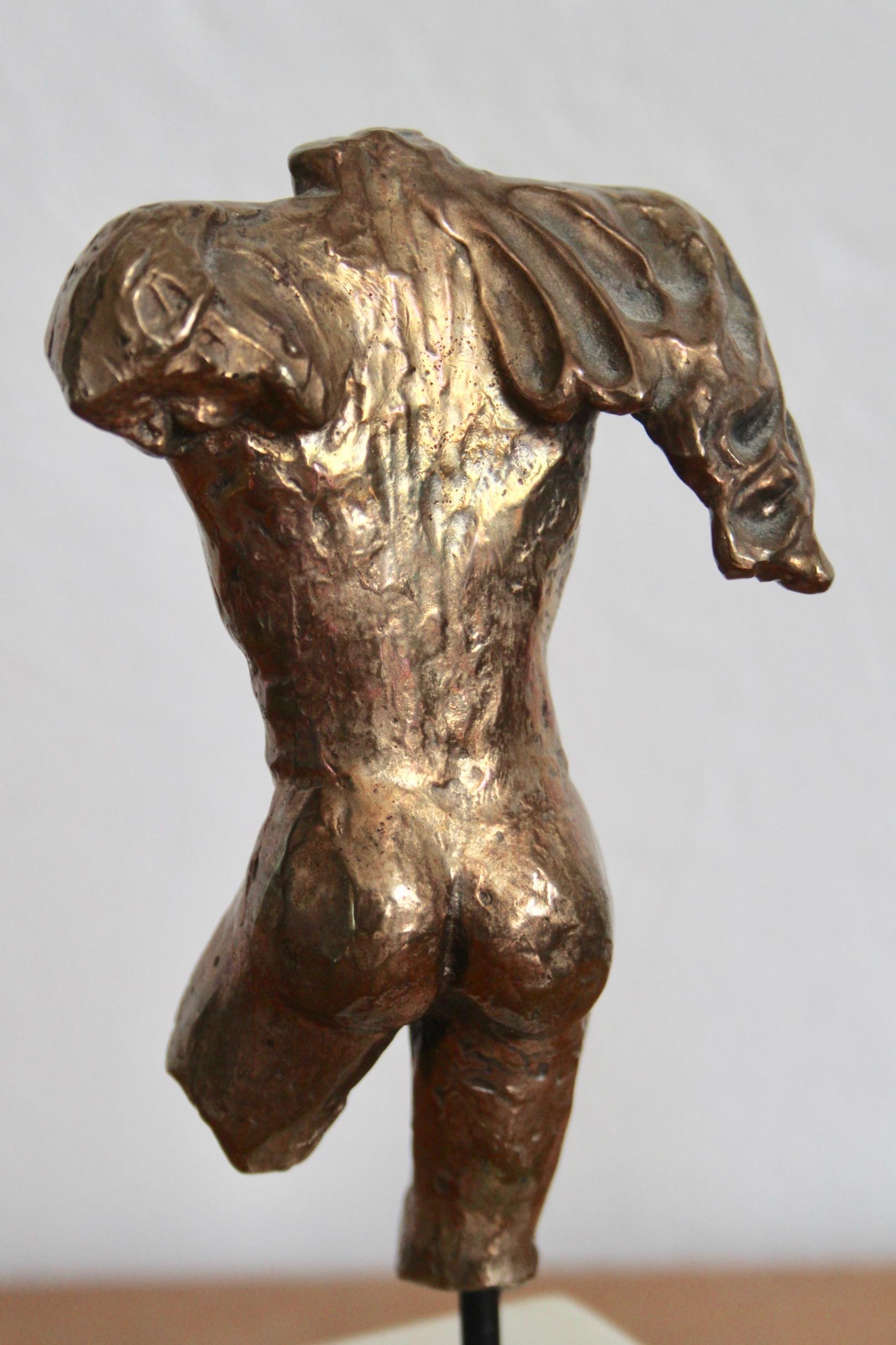 Bronze Men Sculpture Mounted on a Marble Base 1