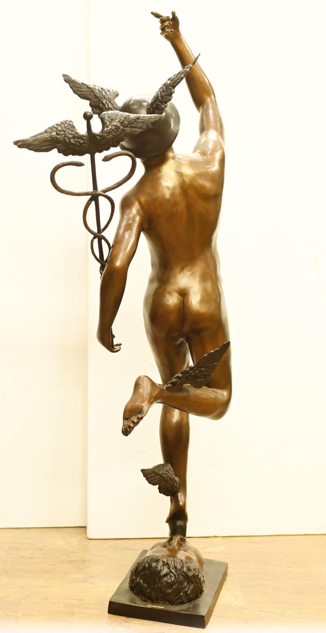 Bronze Mercury Statue Hermes Klassische Kunst Giambologna aus Bronze im Zustand „Gut“ im Angebot in Potters Bar, GB