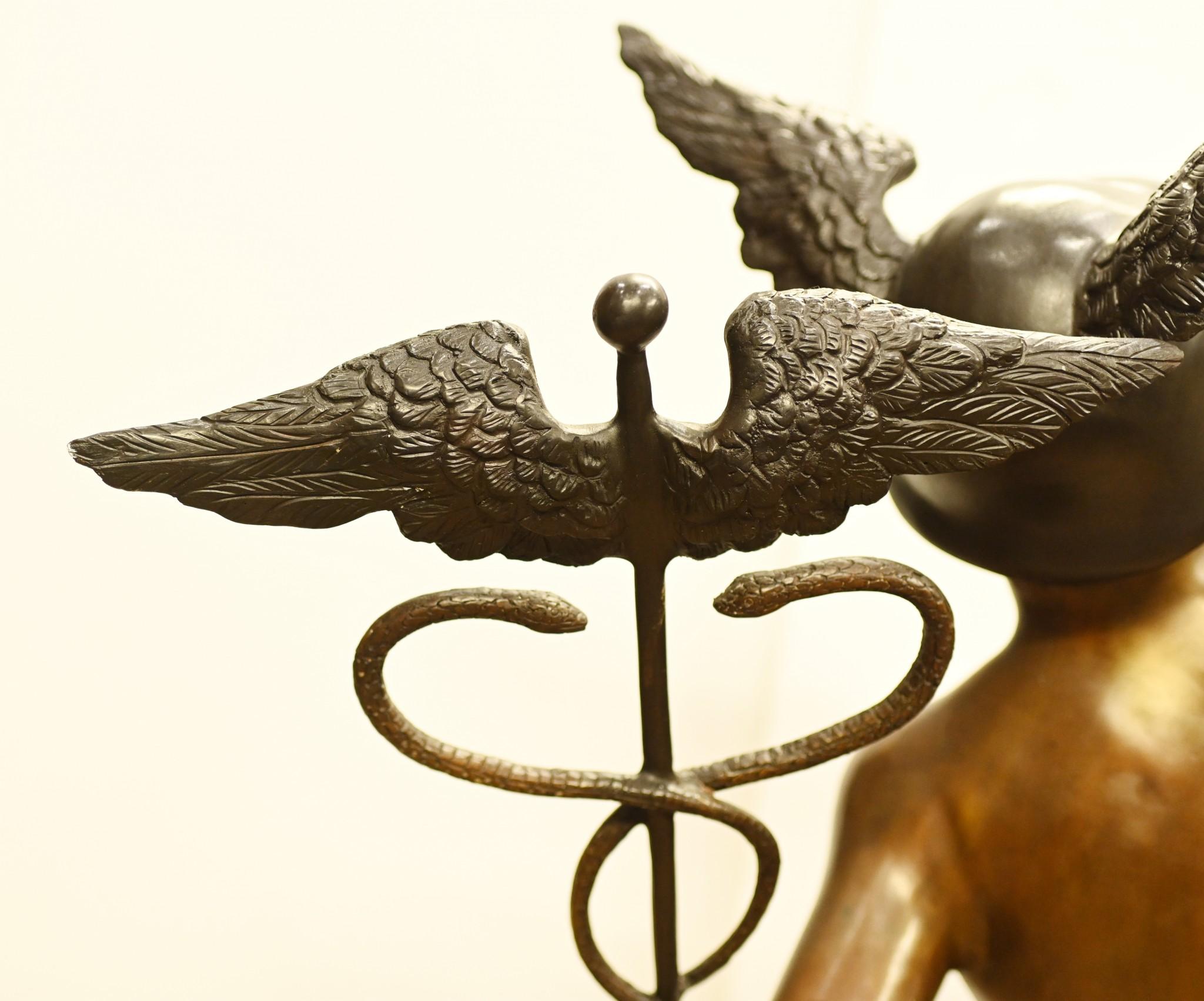 Late 20th Century Bronze Mercury Statue Hermes Classical Art Giambologna For Sale
