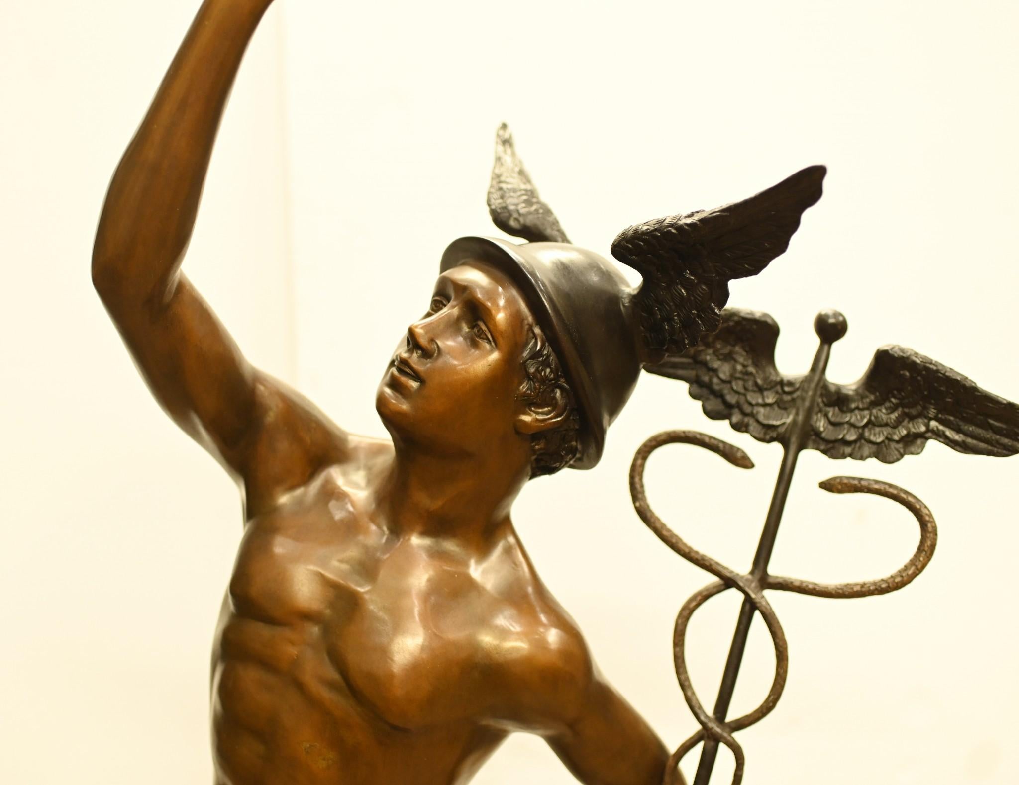 Bronze Mercury Statue Hermes Klassische Kunst Giambologna aus Bronze im Angebot 2