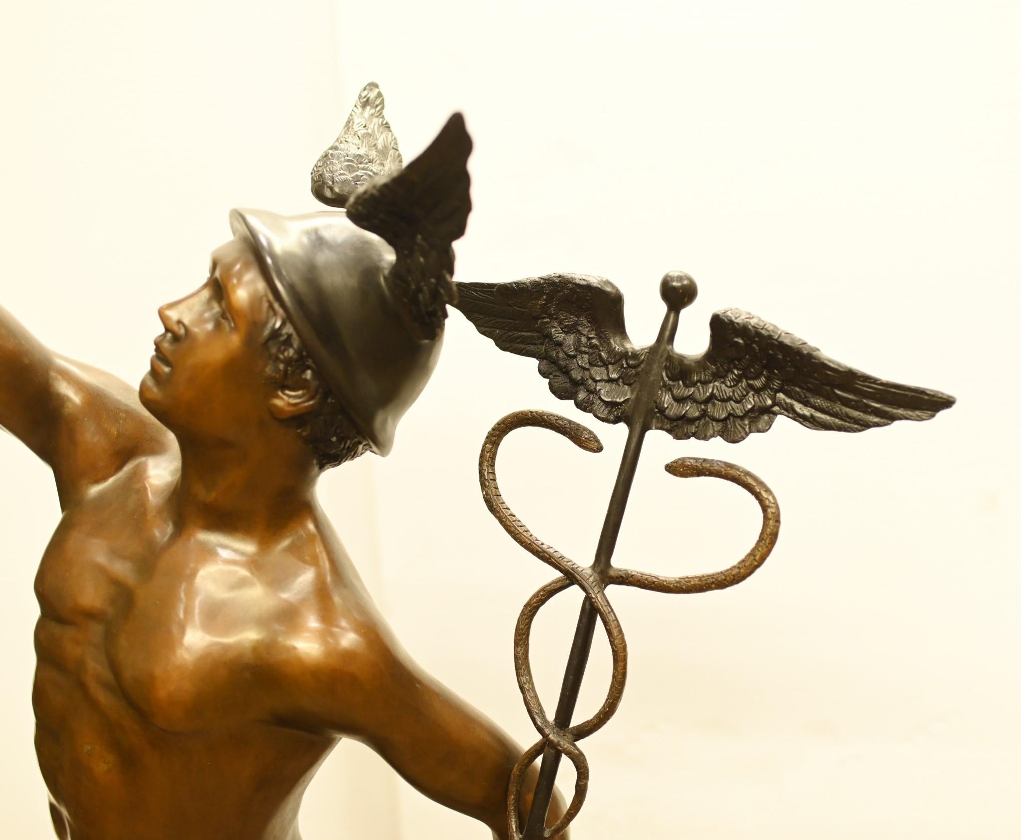 Bronze Mercury Statue Hermes Klassische Kunst Giambologna aus Bronze im Angebot 4