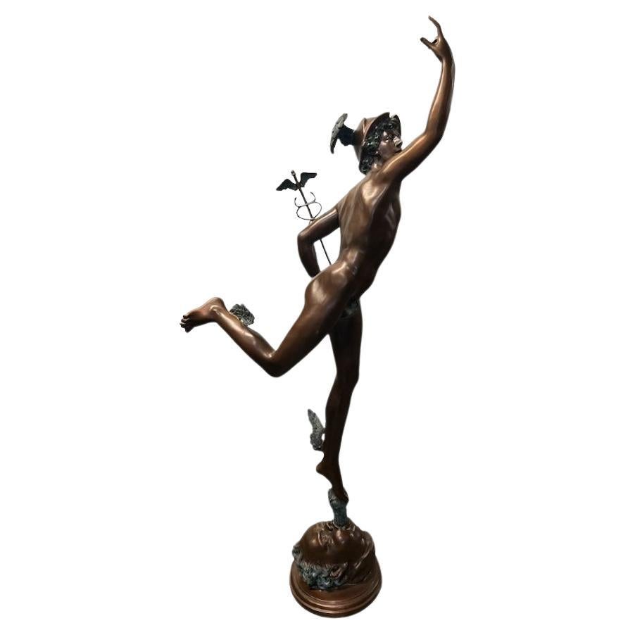 Bronze Mercury Statue Hermes Classical Art Giambologna For Sale