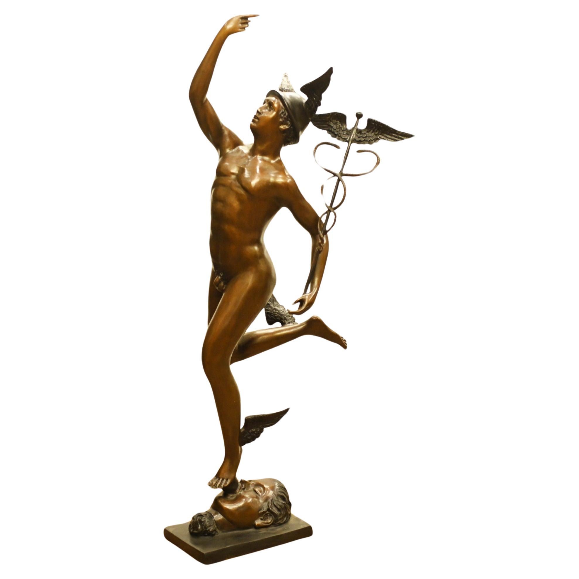 Bronze Mercury Statue Hermes Classical Art Giambologna For Sale