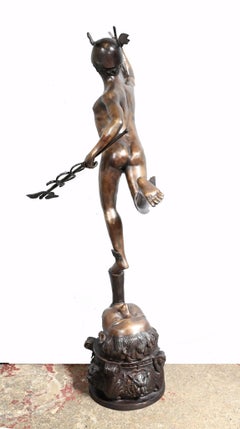 Bronze Mercury Statue - Large Italian Hermes Classic Myth Figurine After Giovann