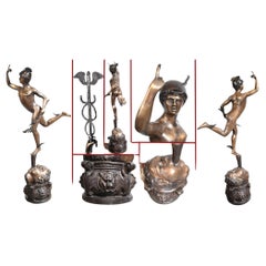Bronze Mercury Statue - Large Italian Hermes Classic Myth Figurine After Giovann
