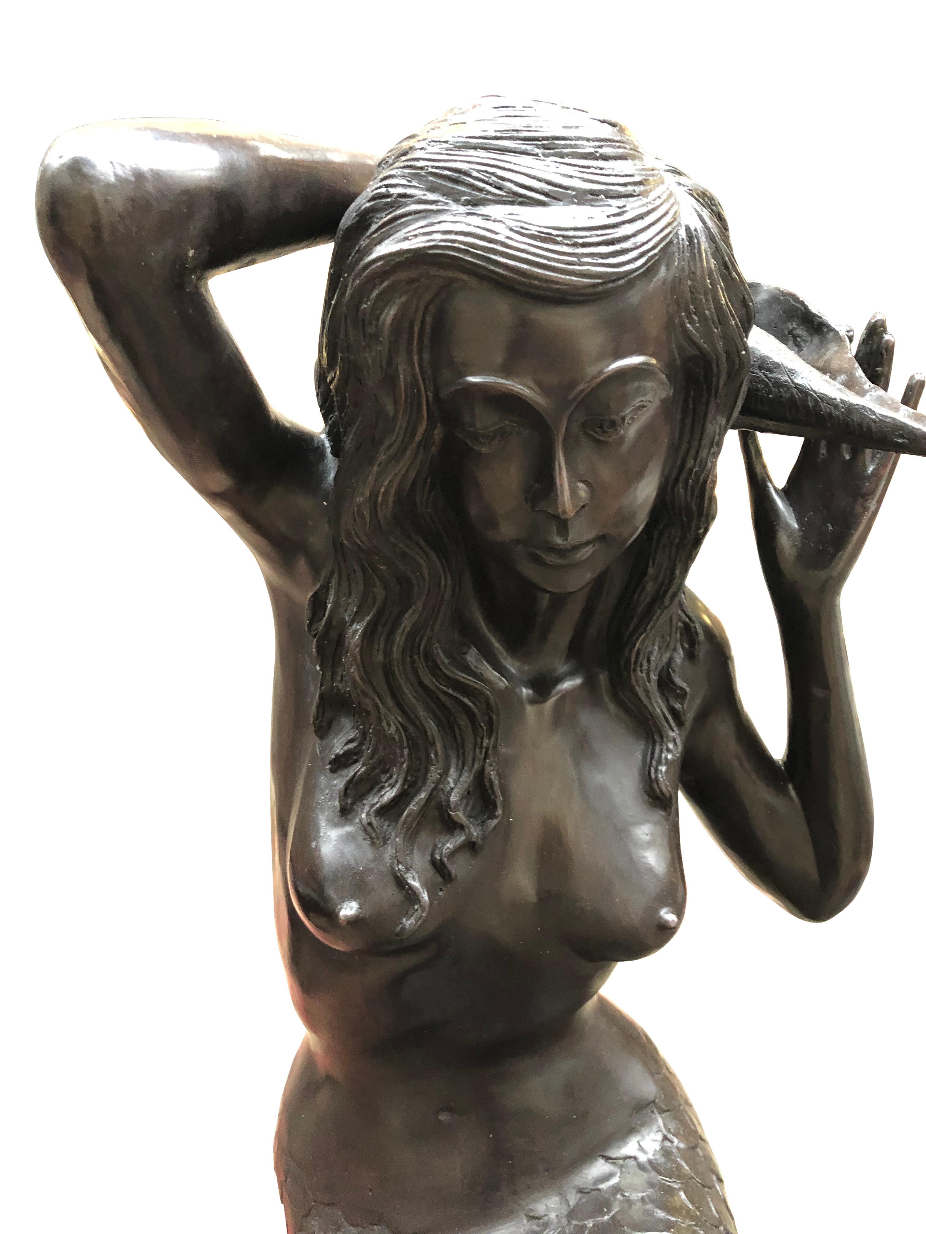 Bronze Mermaid Fountain Garden Statue Siren Female Figurine, 20th Century For Sale 1