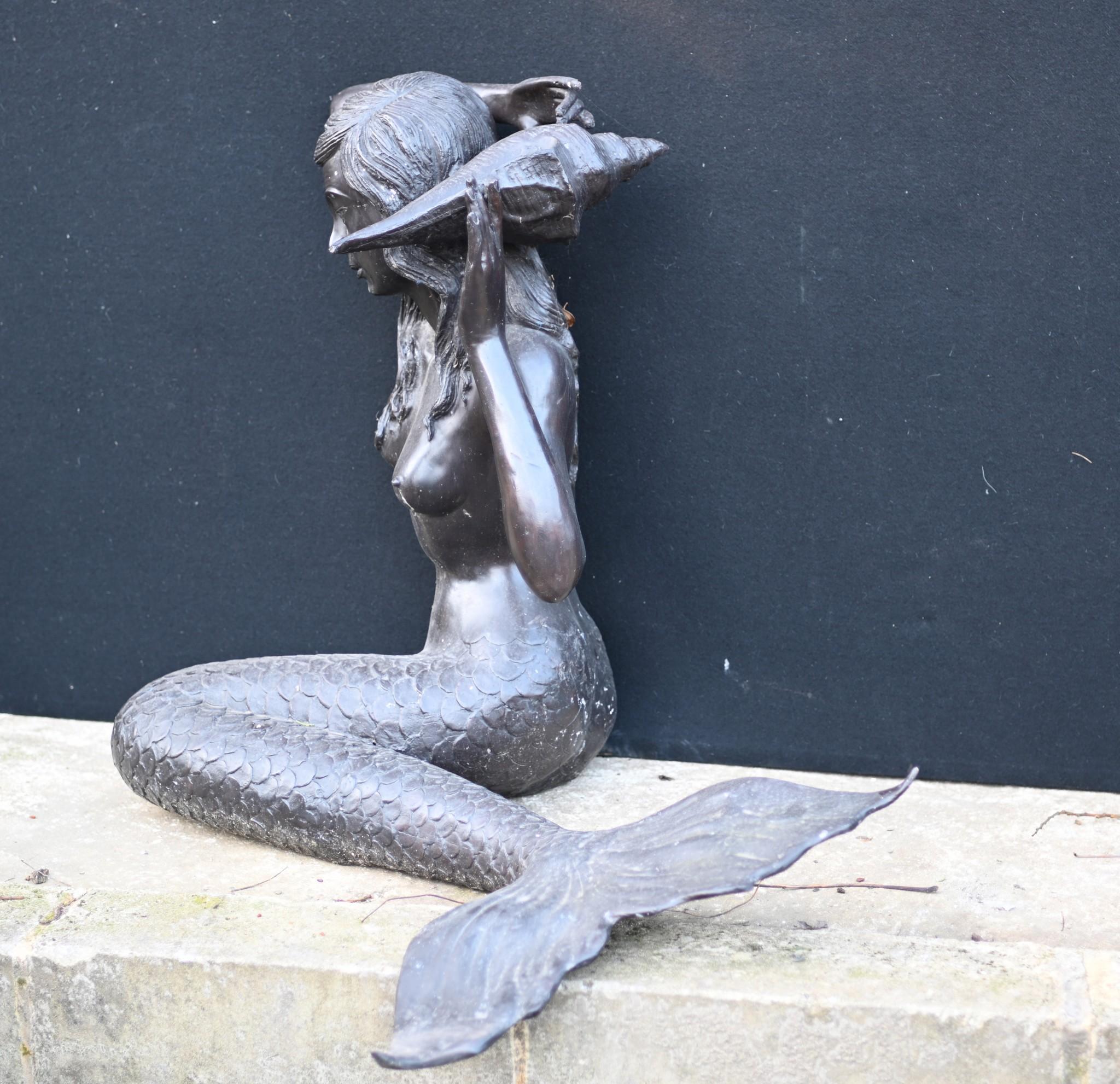 Bronze Mermaid Fountain Garden Statue Siren Female Figurine For Sale 6