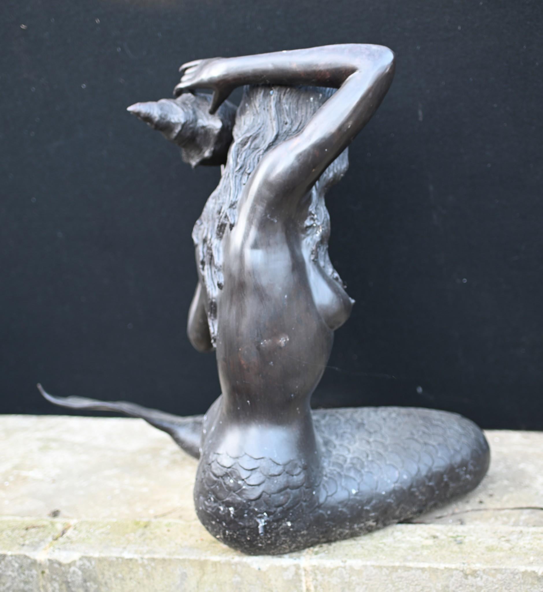 Bronze Mermaid Fountain Garden Statue Siren Female Figurine For Sale 6