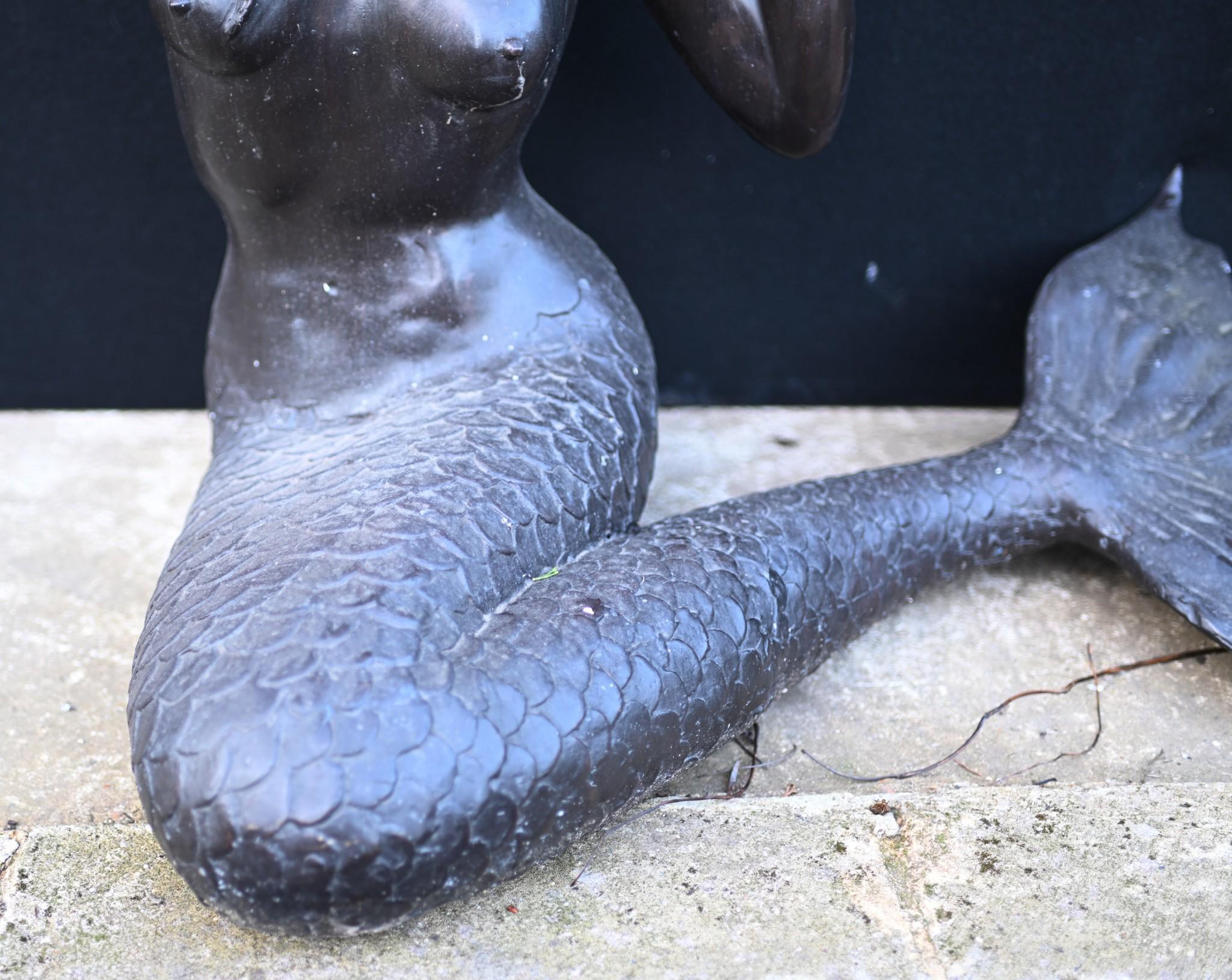 Bronze Mermaid Fountain Garden Statue Siren Female Figurine In Good Condition For Sale In Potters Bar, GB