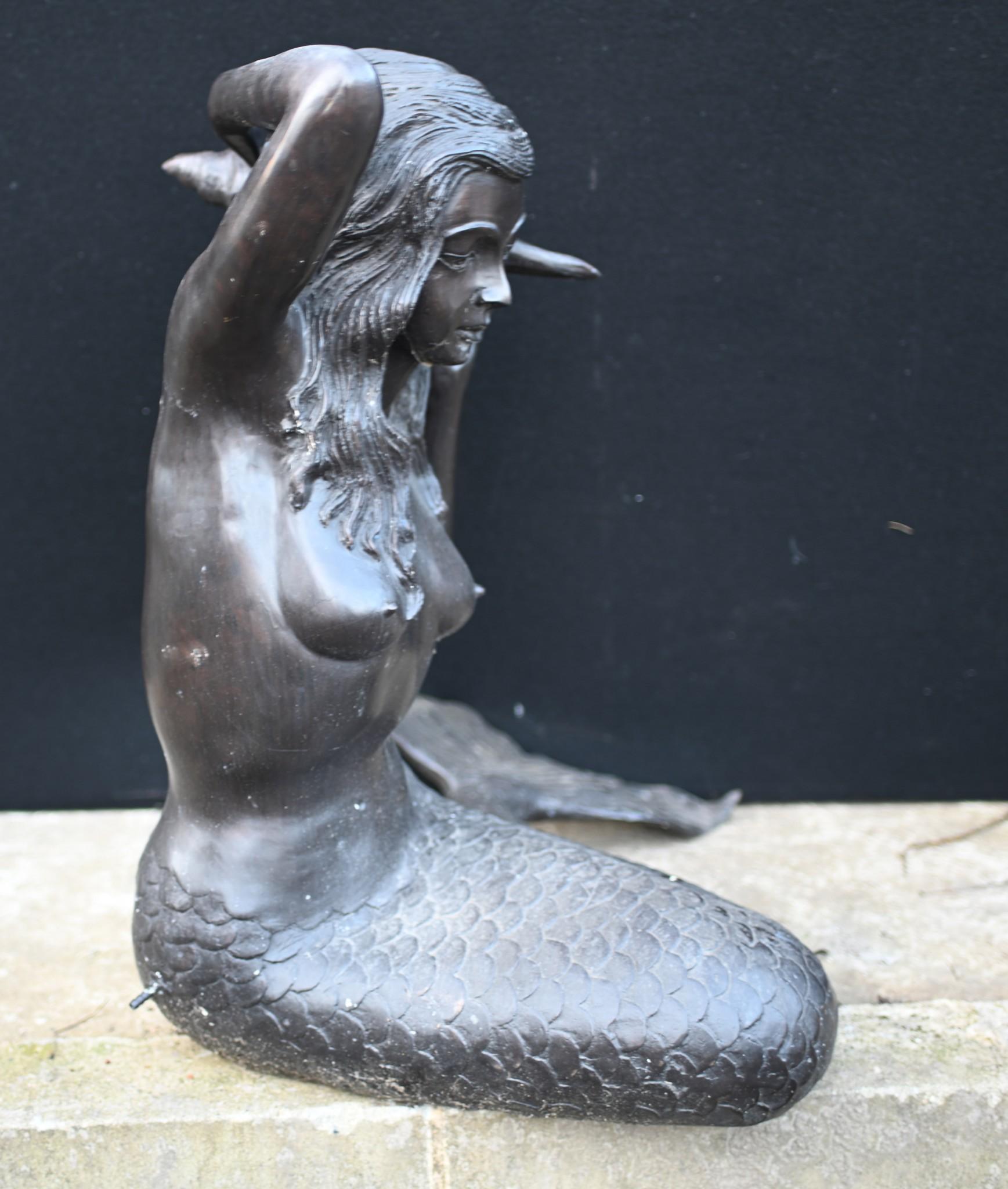 Bronze Mermaid Fountain Garden Statue Siren Female Figurine For Sale 2