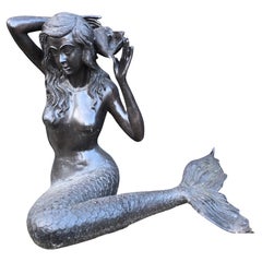 Bronze Mermaid Fountain Garden Statue Siren Female Figurine