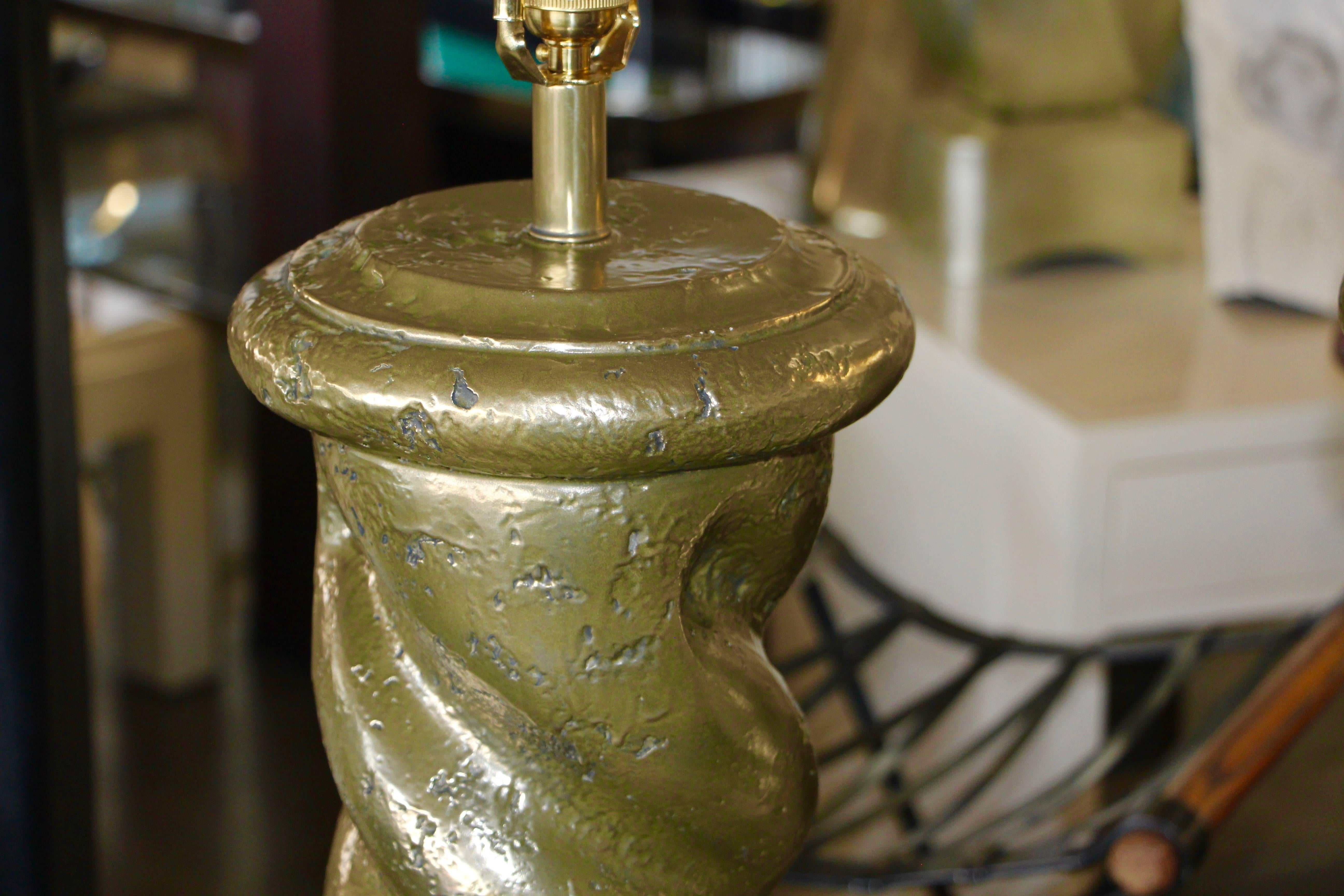 Bronze Metal Coated Plaster Rope Lamps in the Style of Michael Taylor For Sale 3