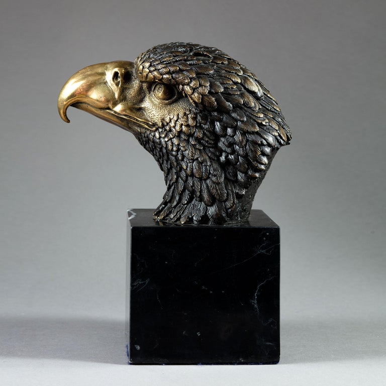 Bronze Metal Sculpture of an American Great Crested Bald Eagle on a ...