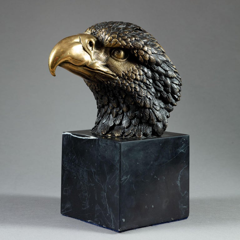 Bronze Metal Sculpture of an American Great Crested Bald Eagle on a ...