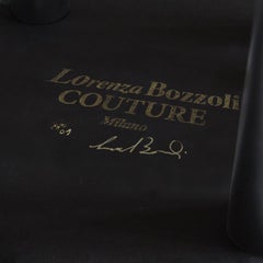 Pouf à franges en cuir métallique bronze de Lorenza Bozzoli Couture