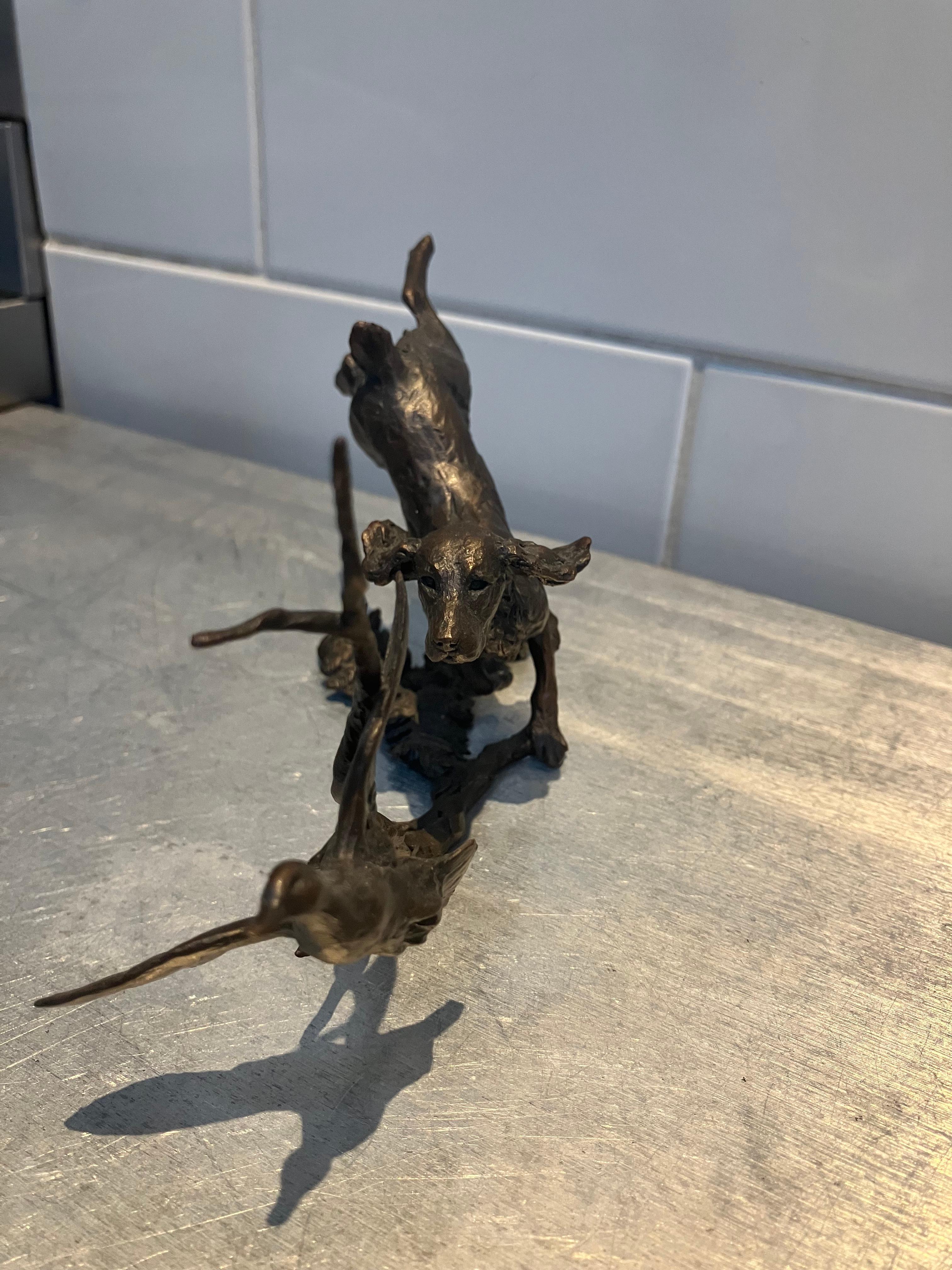 Cast Bronze Michael Simpson Signed Limited Edition Springer Spaniel & Duck Sculpture