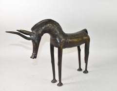 Bronze Mid Century Modern Bull Sculpture, Style Of Benin