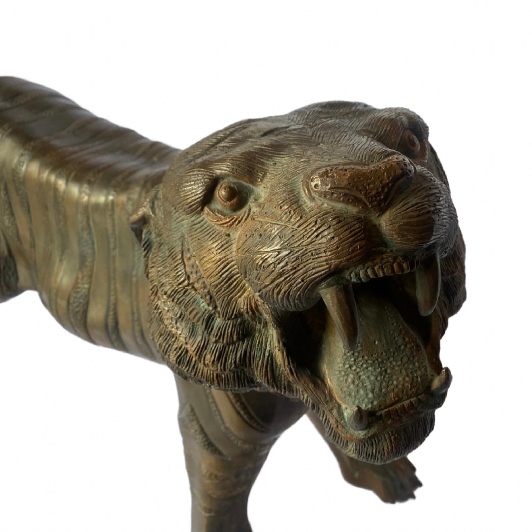 Bronze Midcentury Tiger Sculpture For Sale 1