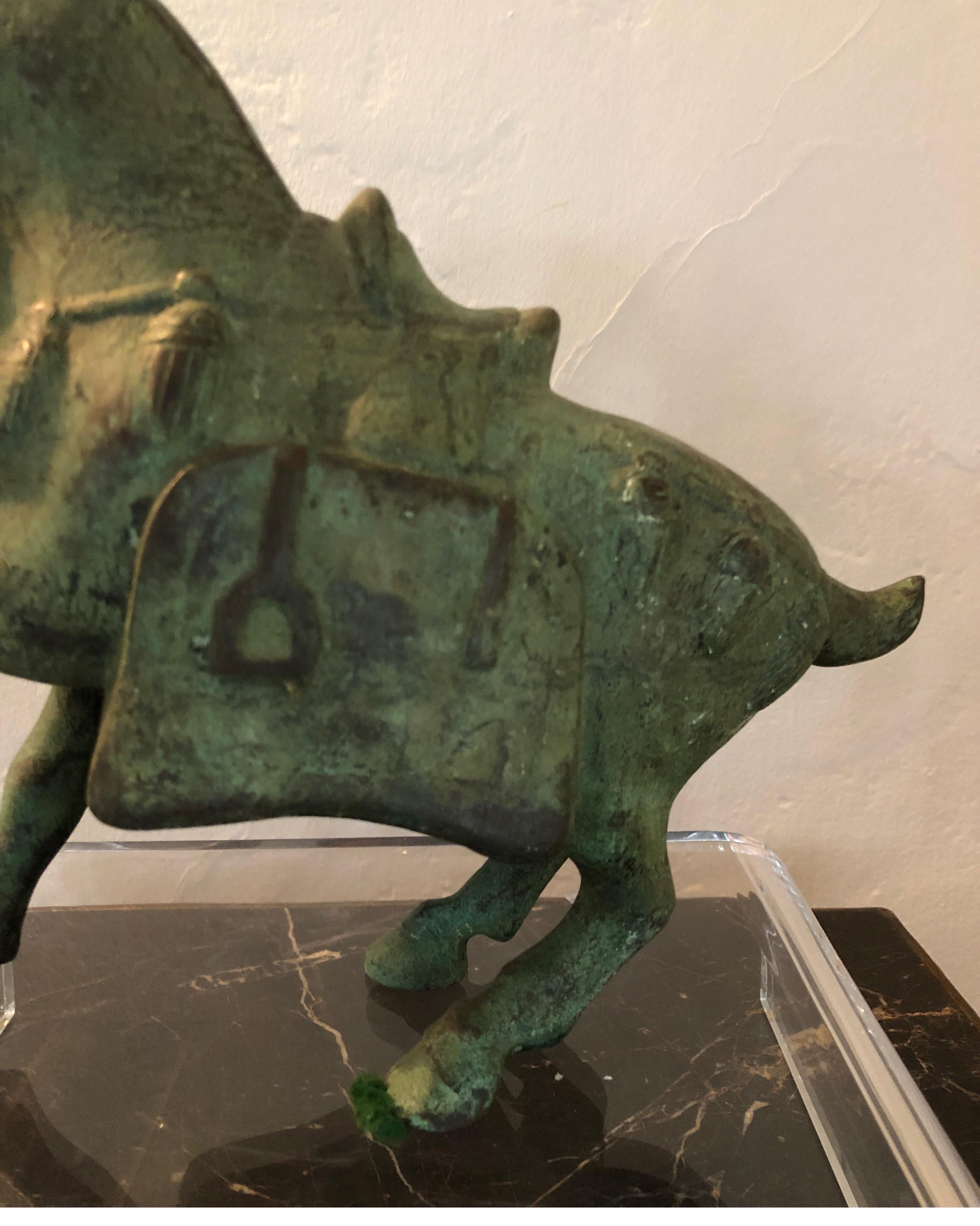 Cast Bronze Ming Dynasty Style Standing Horse Statue