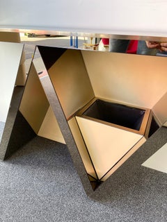 Bronze Mirror and Brass Console by Nazaret. Italy, 1970s