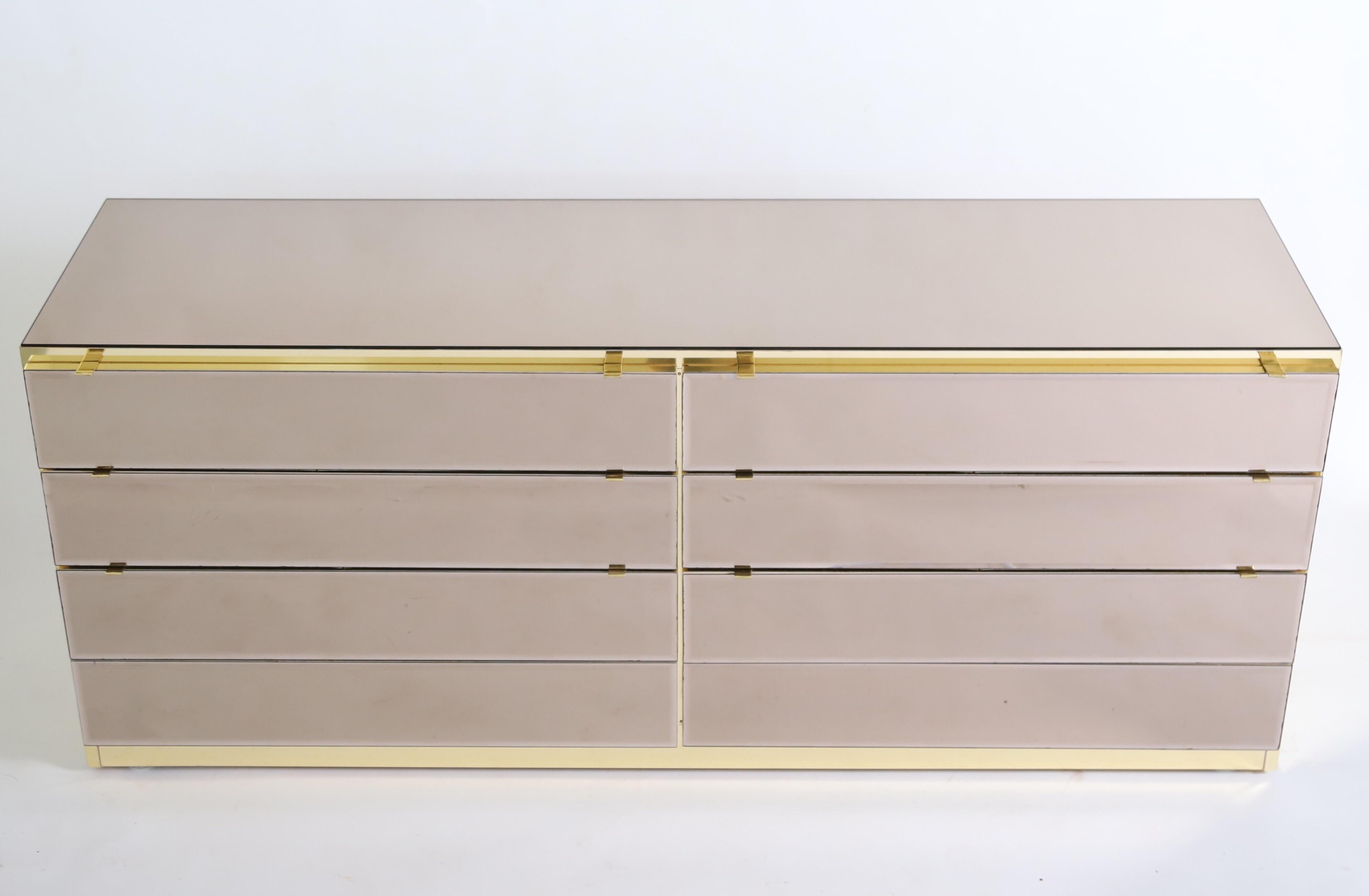 Bronze Mirror and Brass Double Dresser by Ello 7