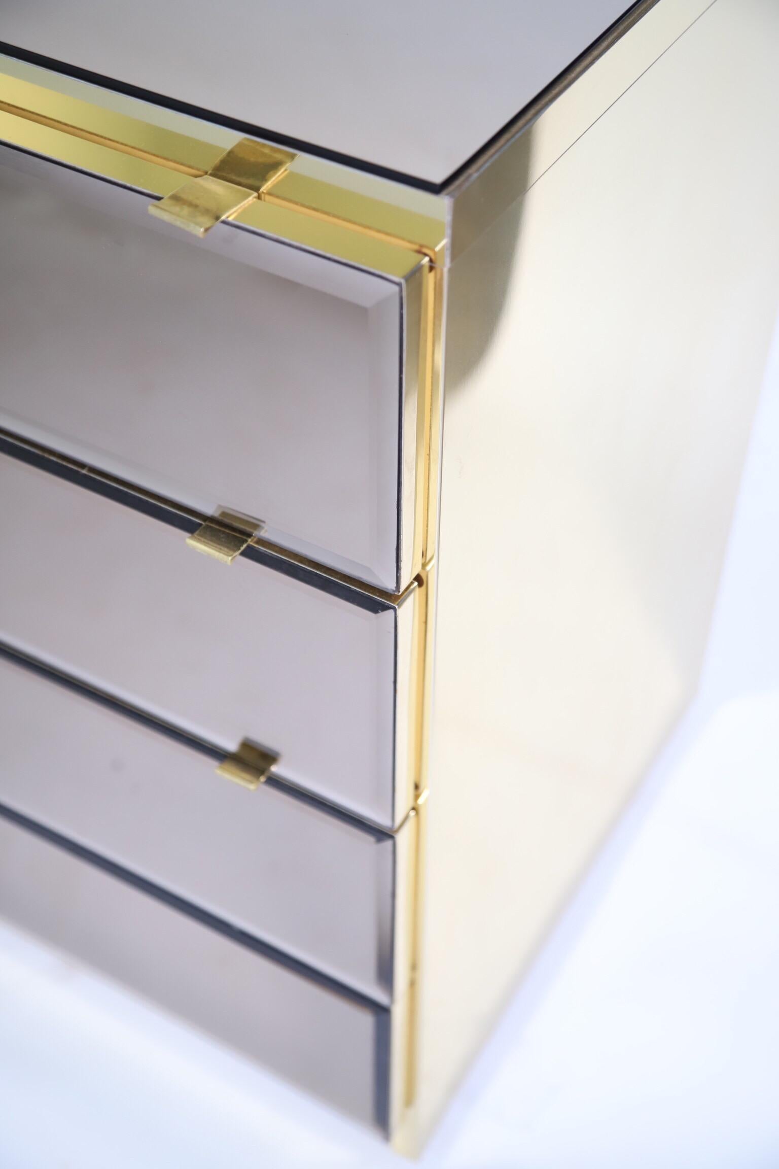Bronze Mirror and Brass Double Dresser by Ello 2