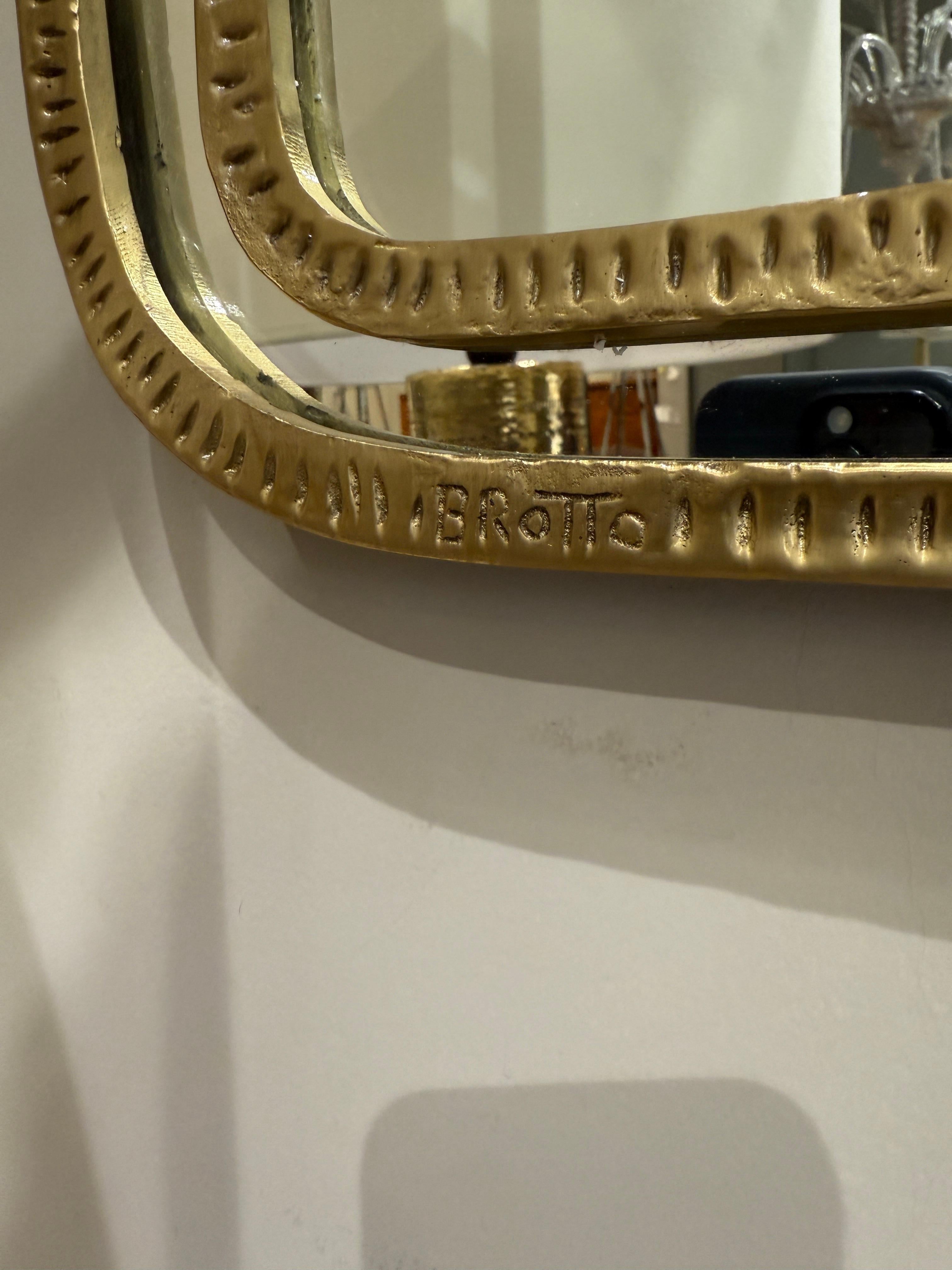 Italian Bronze mirror Angelo Brotto Italy 1960