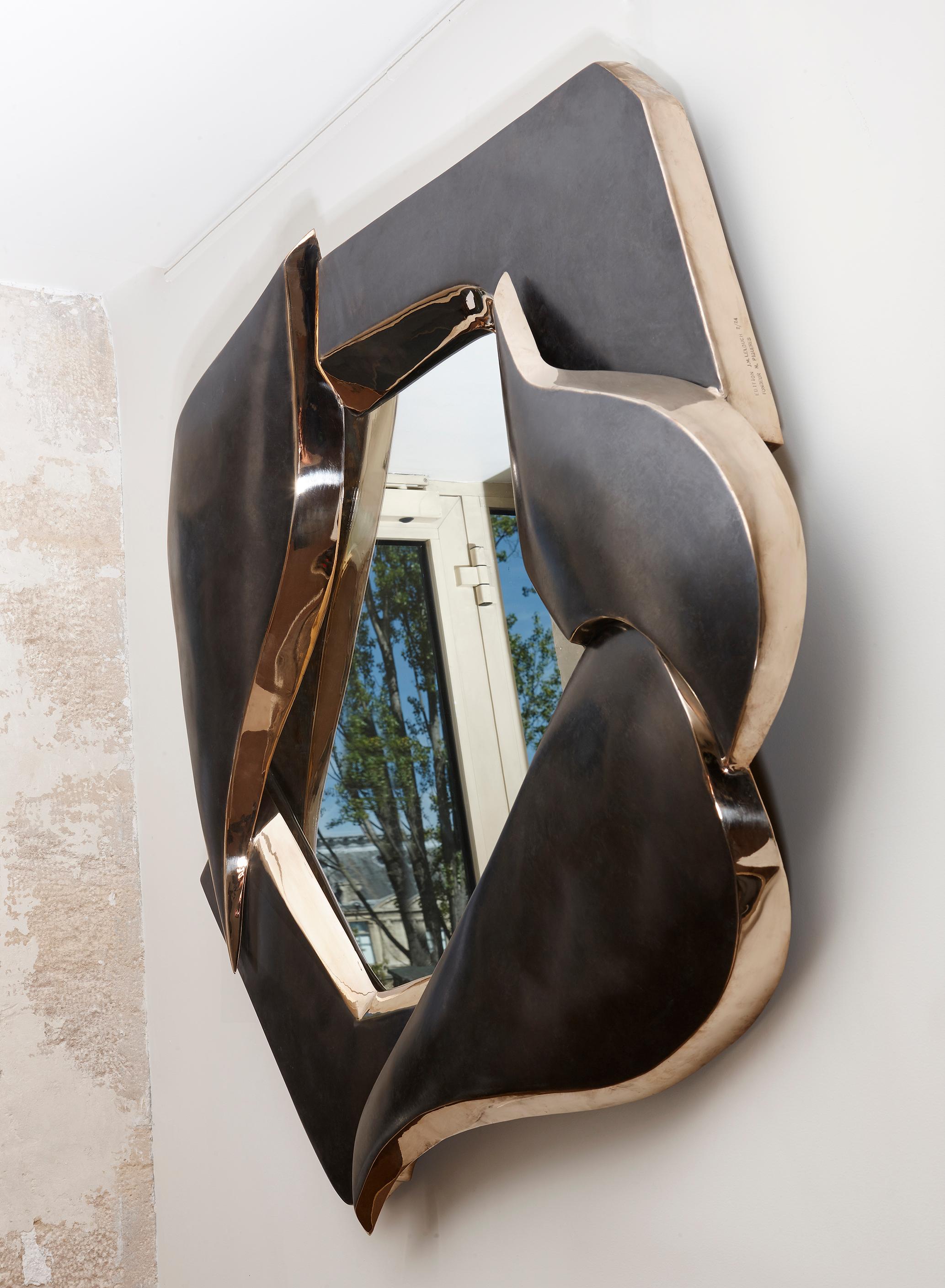 Francese Specchio in bronzo di Elie Hirsch in vendita