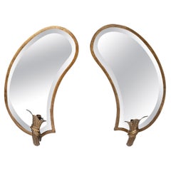 Bronze mirror-candle wall sconces attributed to Maison Jansen. Argentina, c.1950