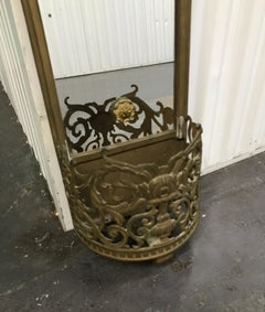 Vintage Bronze Mirrored Wall Pocket, Circa 1940s, Decorative Planter