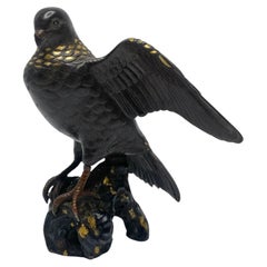 Bronze & mixed metal pigeon okimono, c. 1890, Meiji Period.