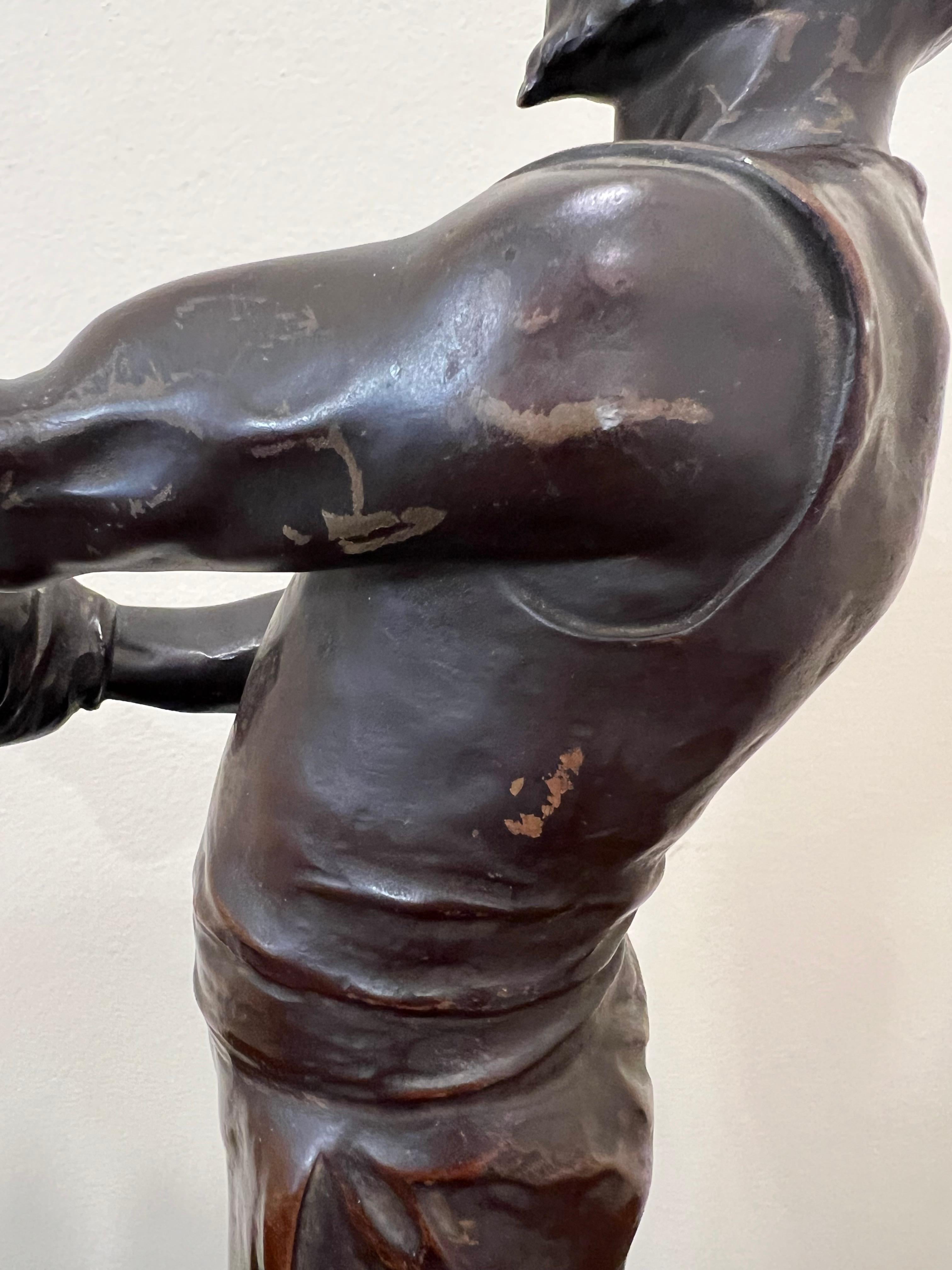 Leo Roussel (French 1868-1943) Bronze Figure of a Boxer Titled 