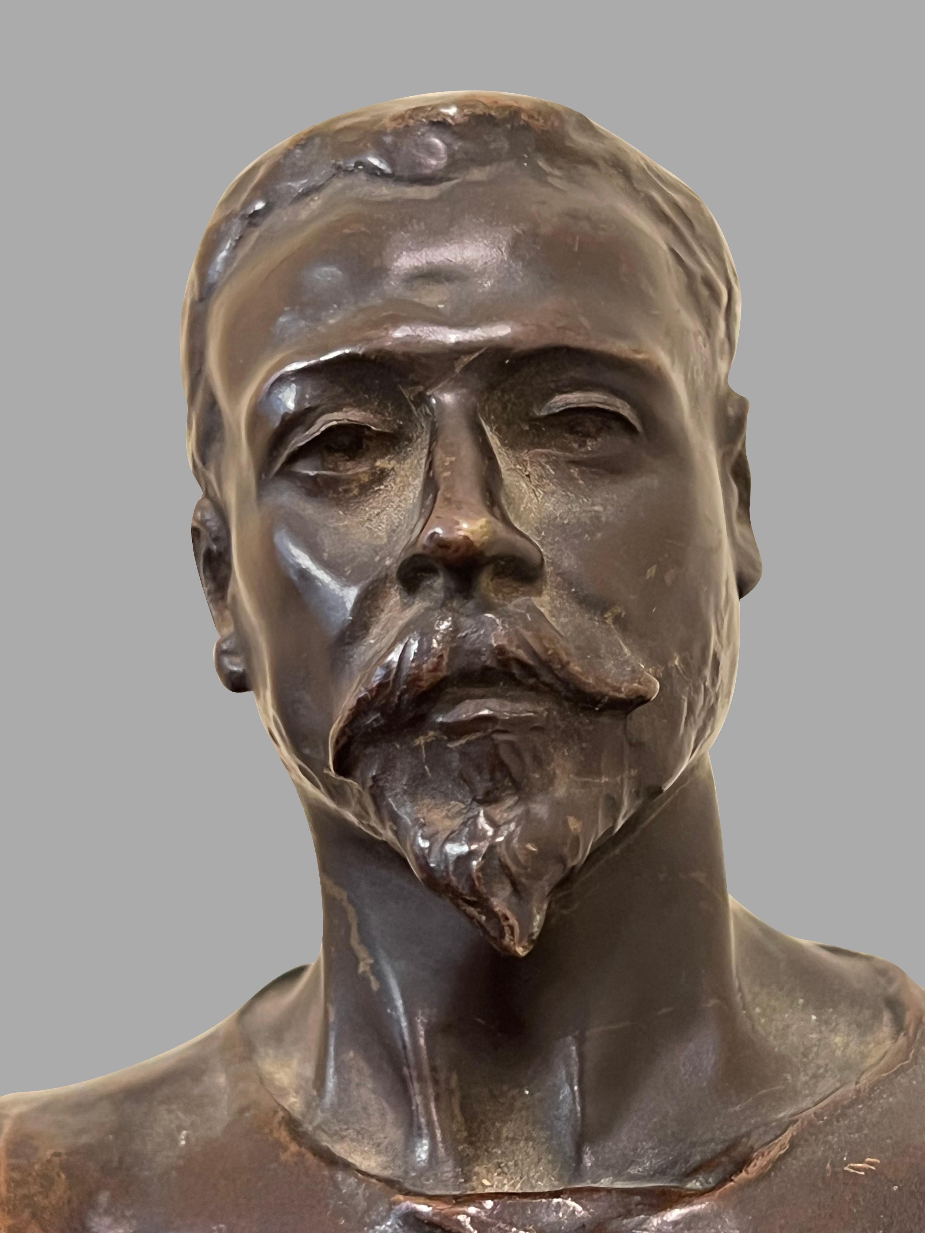 Leo Roussel (French 1868-1943) Bronze Figure of a Boxer Titled 