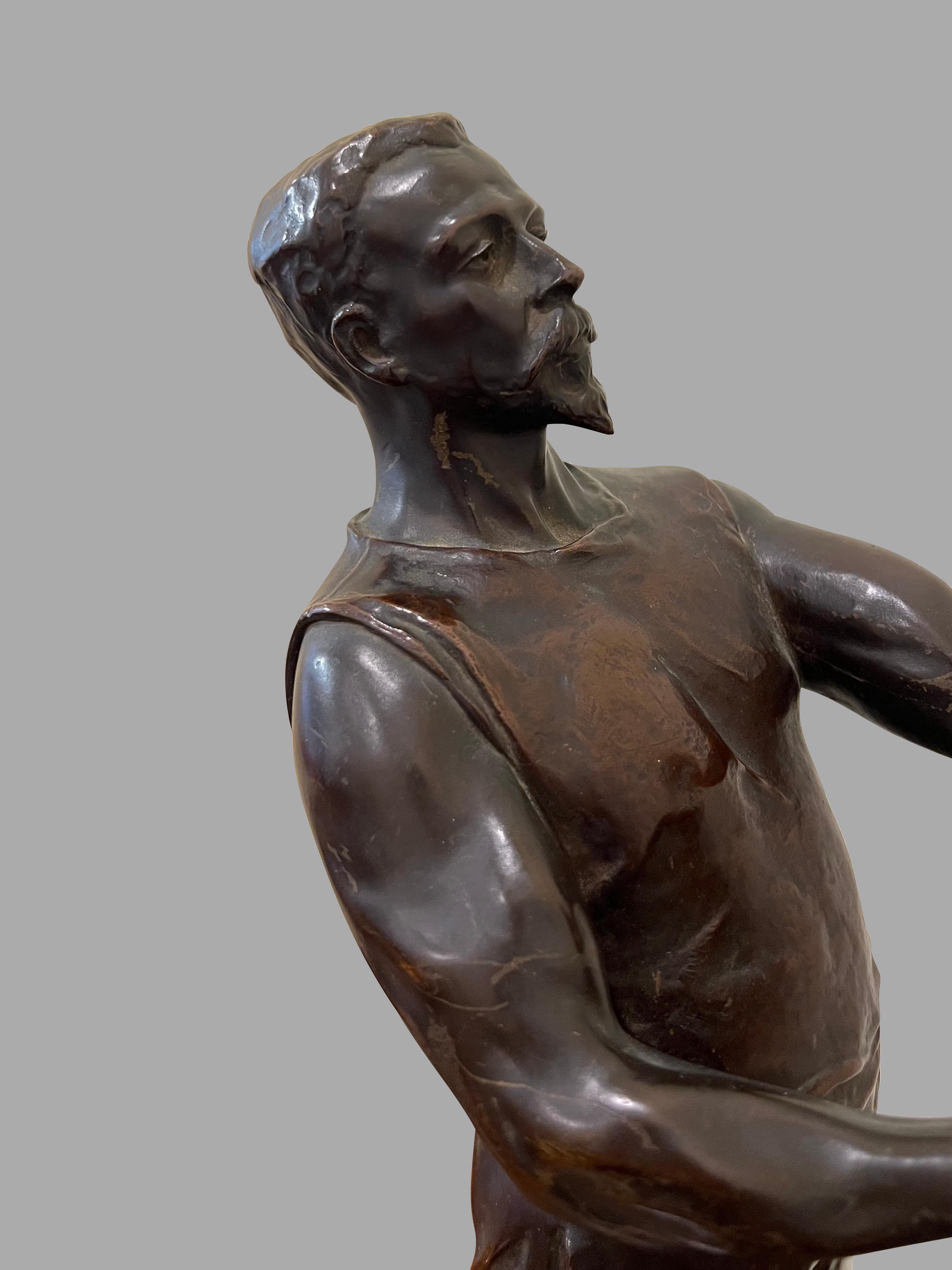 Leo Roussel (French 1868-1943) Bronze Figure of a Boxer Titled 