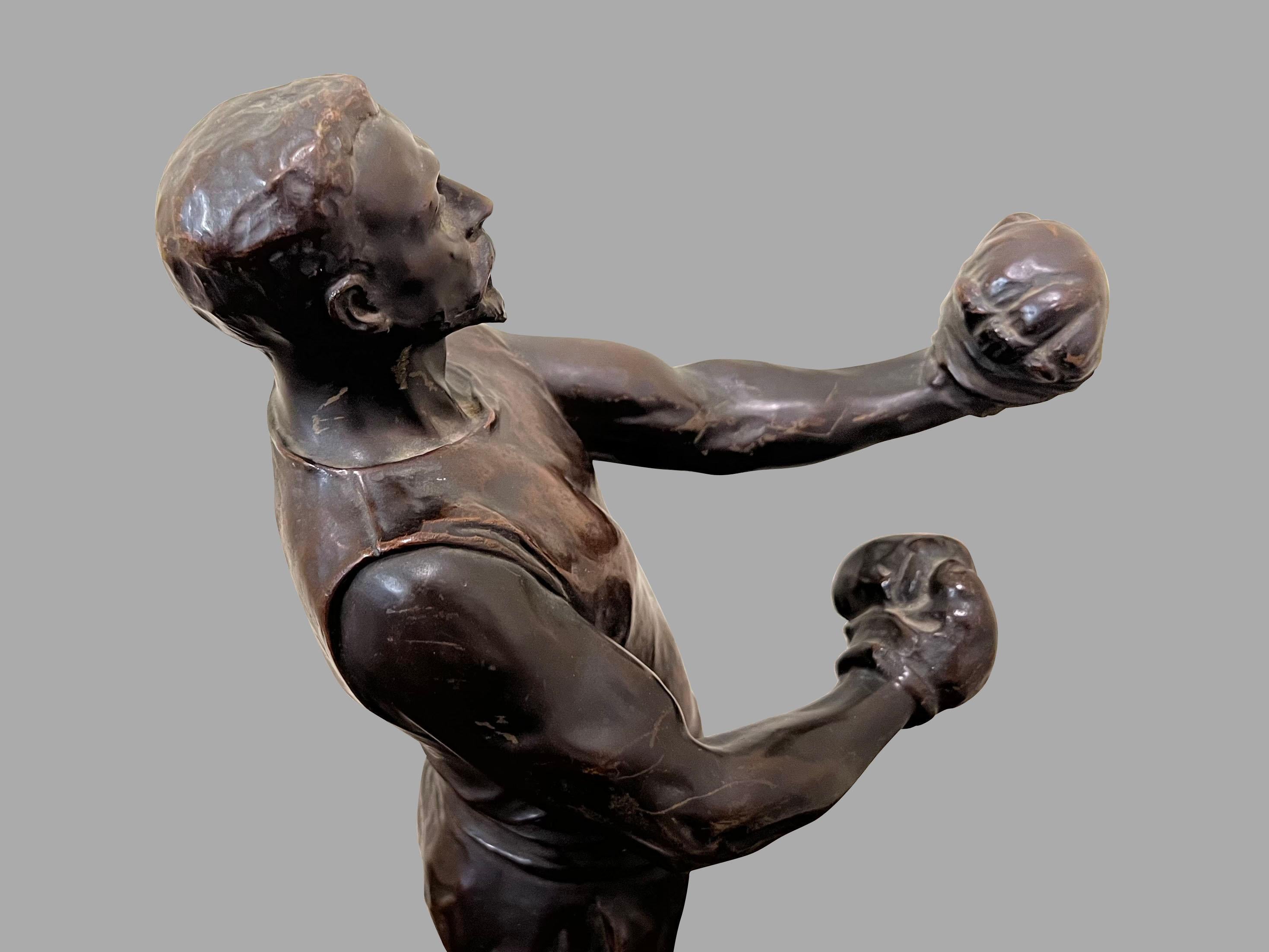 Leo Roussel (French 1868-1943) Bronze Figure of a Boxer Titled 