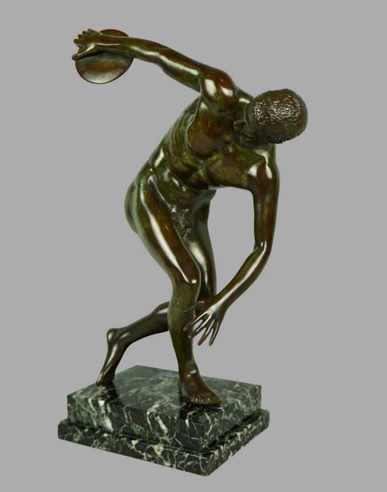 Bronze Model of the Discobolus of Myron a Classical Greek Sculpture at