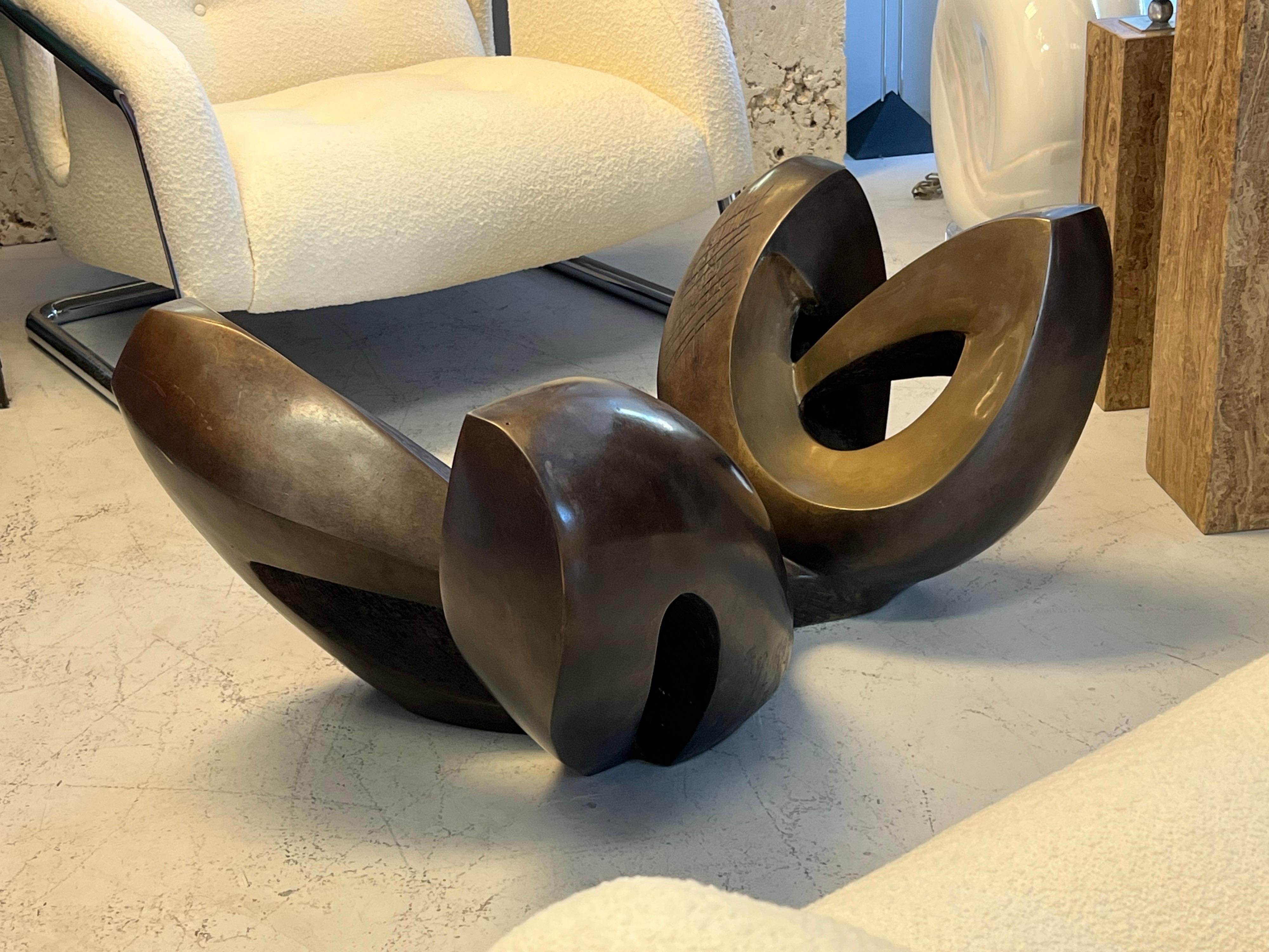American Bronze Modern Sculpture Coffee Table