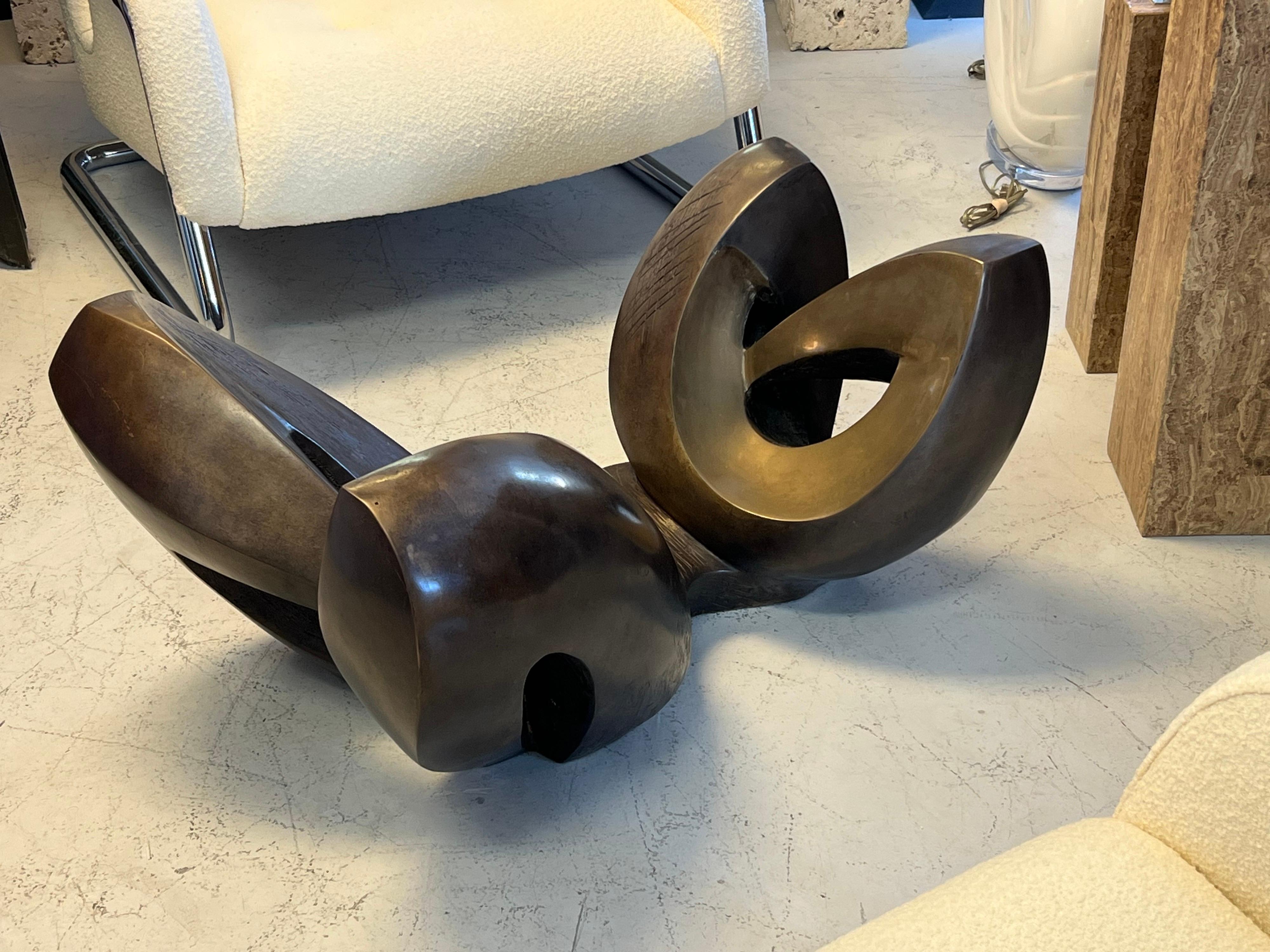 Bronze Modern Sculpture Coffee Table In Good Condition In Miami, FL