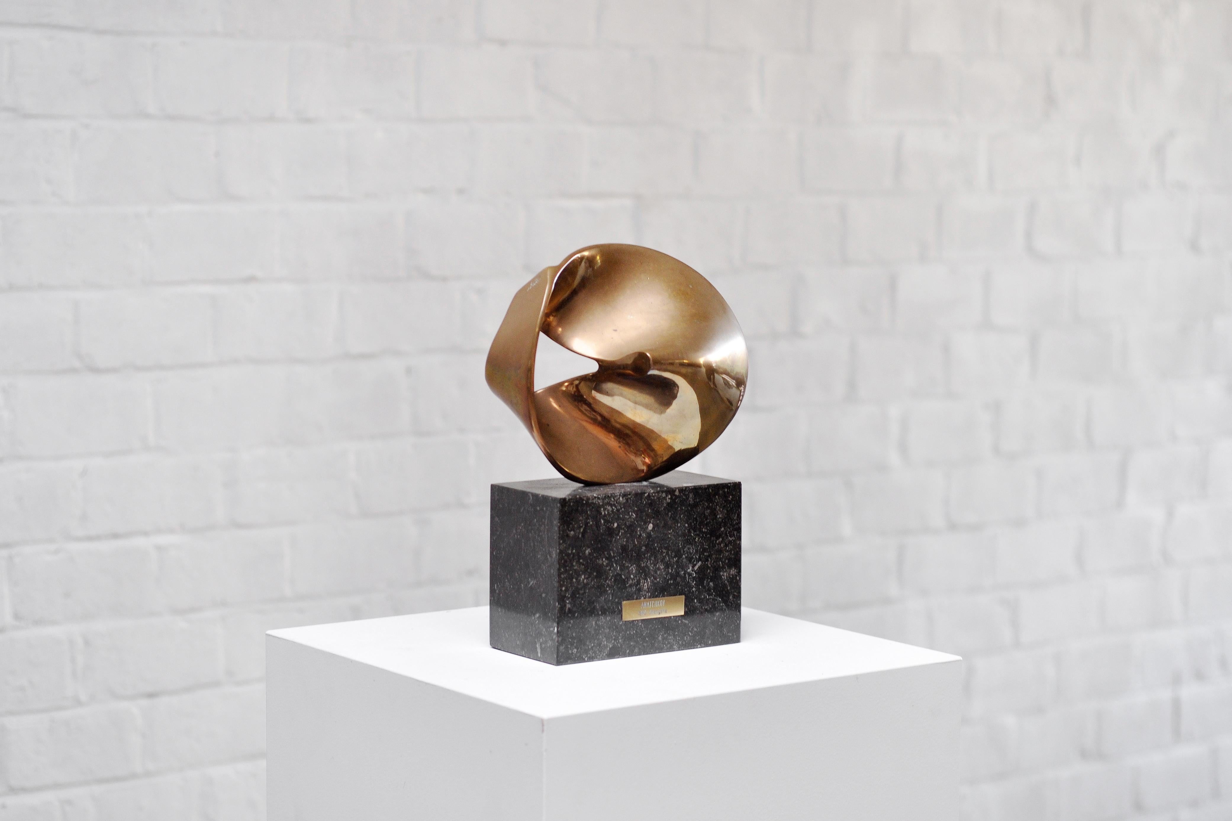 Mid-Century Modern Bronze Modernist Abstract Sculpture by Grégory Anatchkov, France, 1980 For Sale