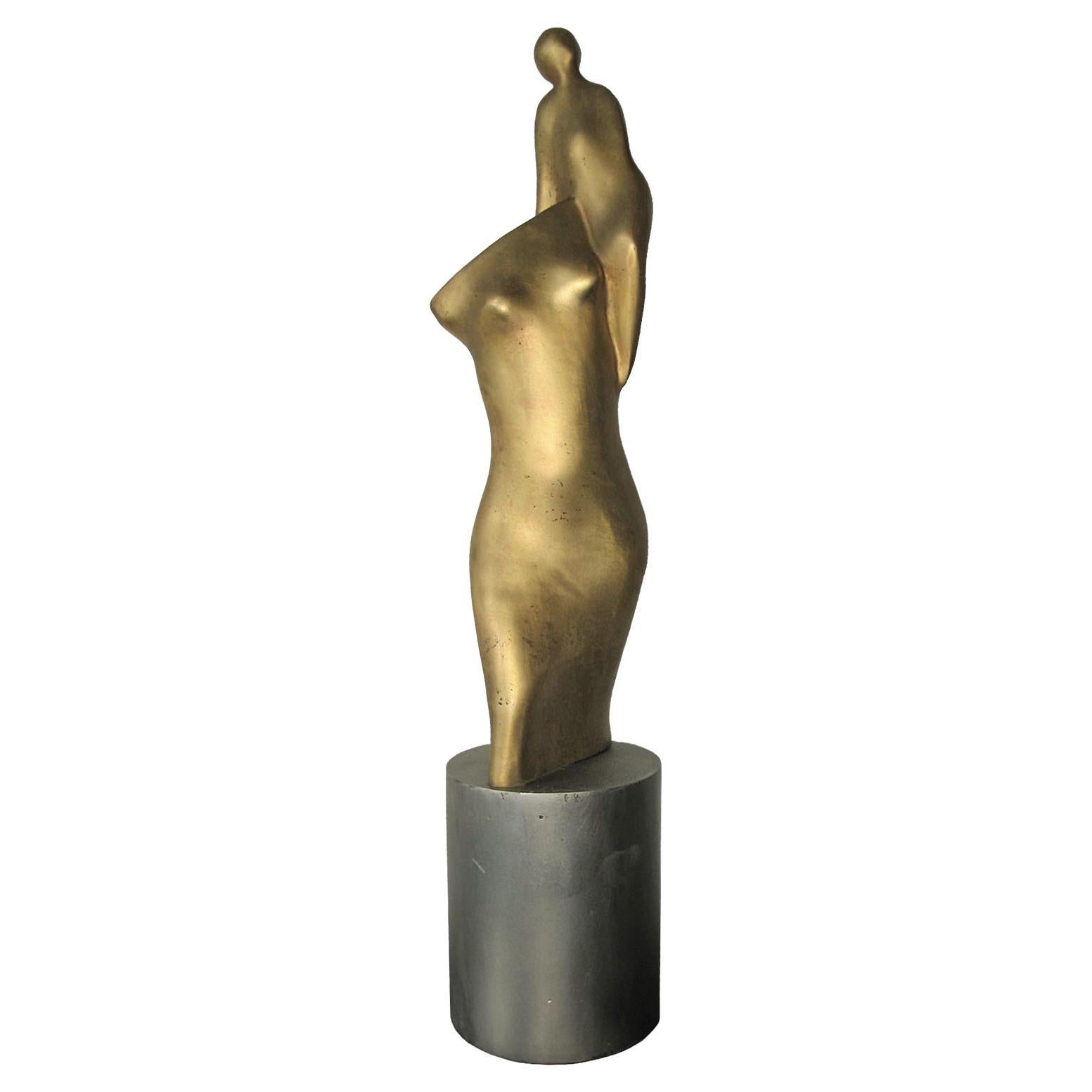 Bronze Modernist Figural Composition Motherhood For Sale