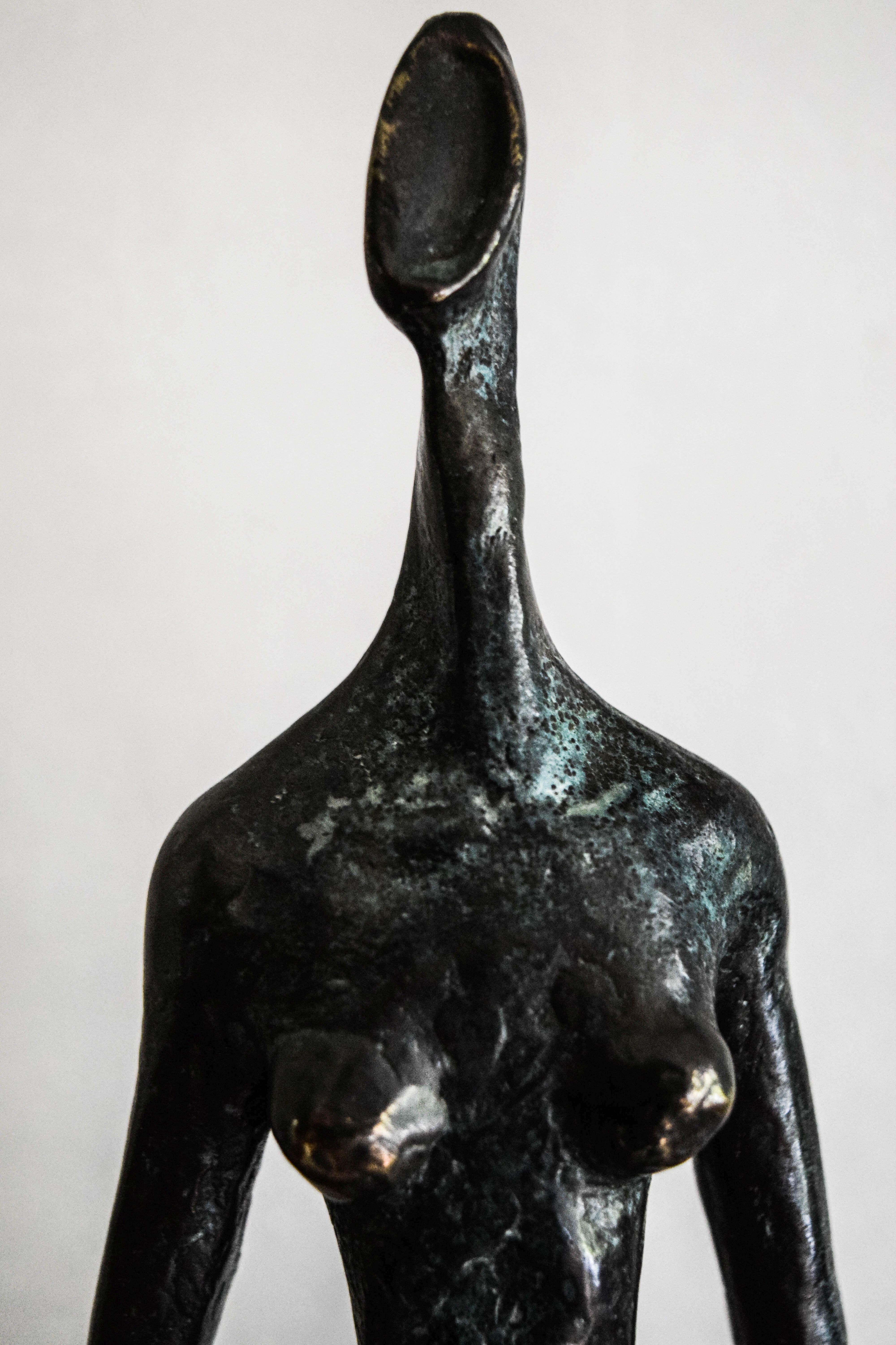 Women's or Men's Bronze Modernist Figure by Miguel Fernando Lopez Milo For Sale