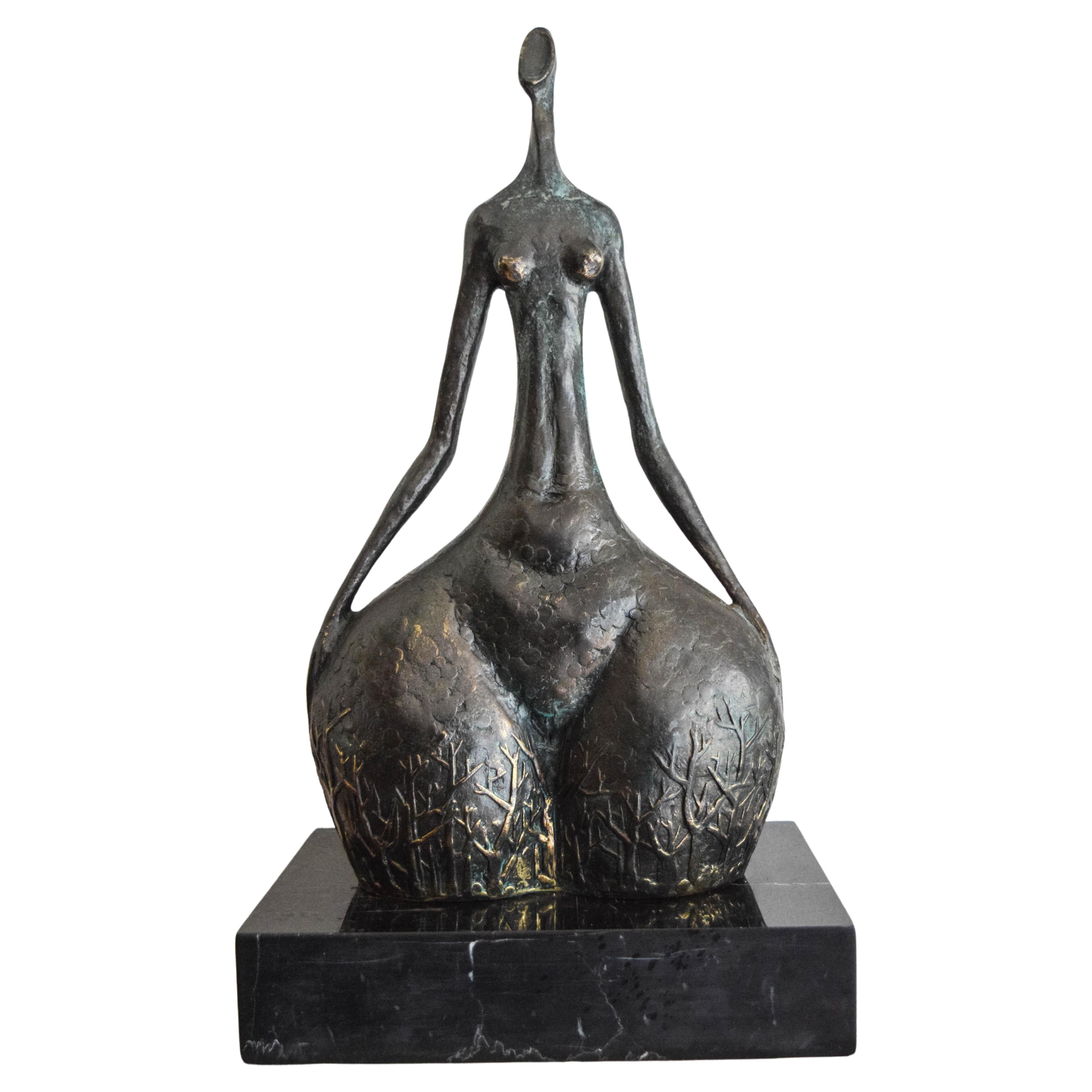 Bronze Modernist Figure by Miguel Fernando Lopez Milo For Sale